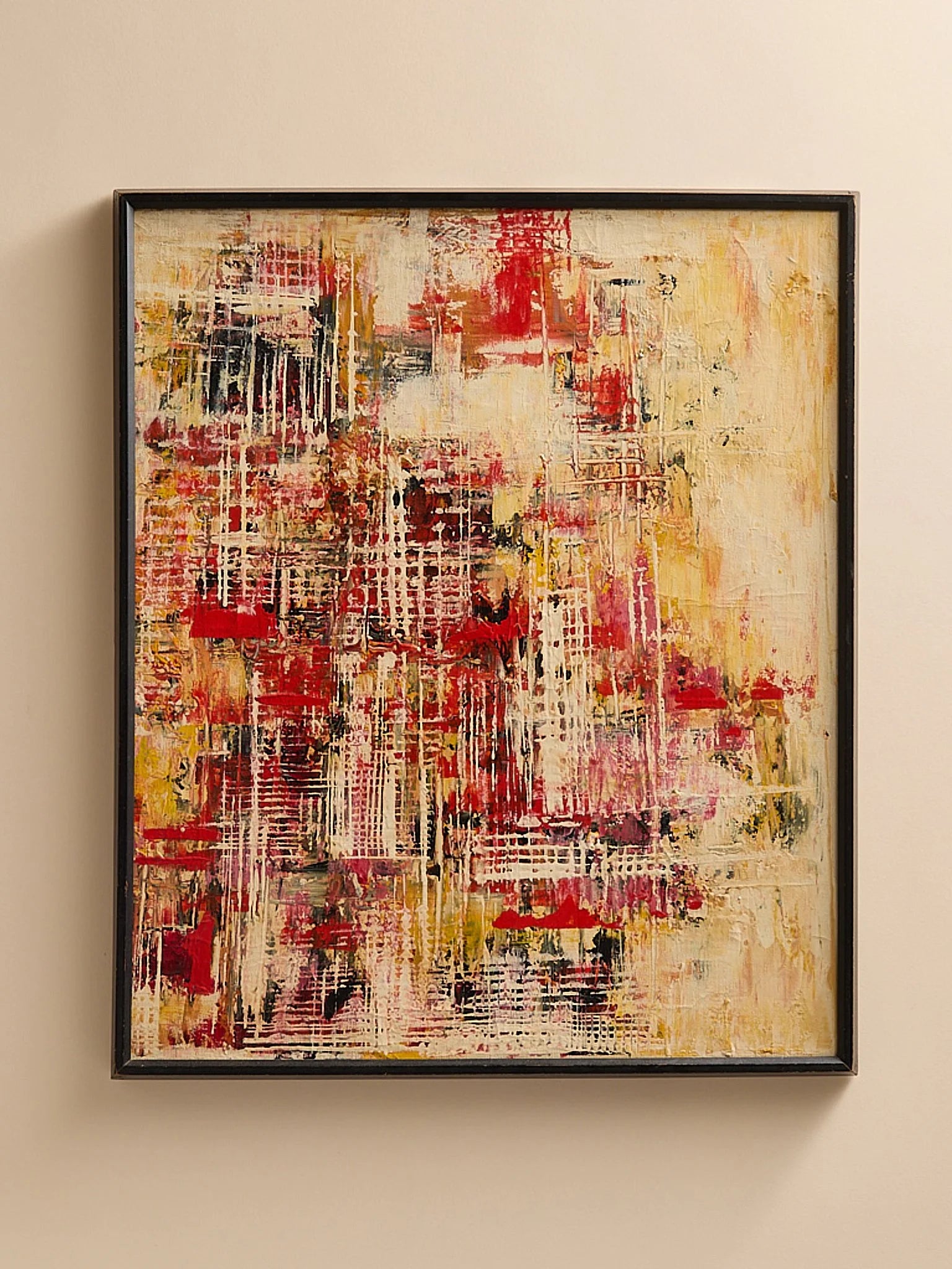 The Vintage Mid-Century Abstract Painting, Gridwork by ToscaniniArtMiscellanea, etc.