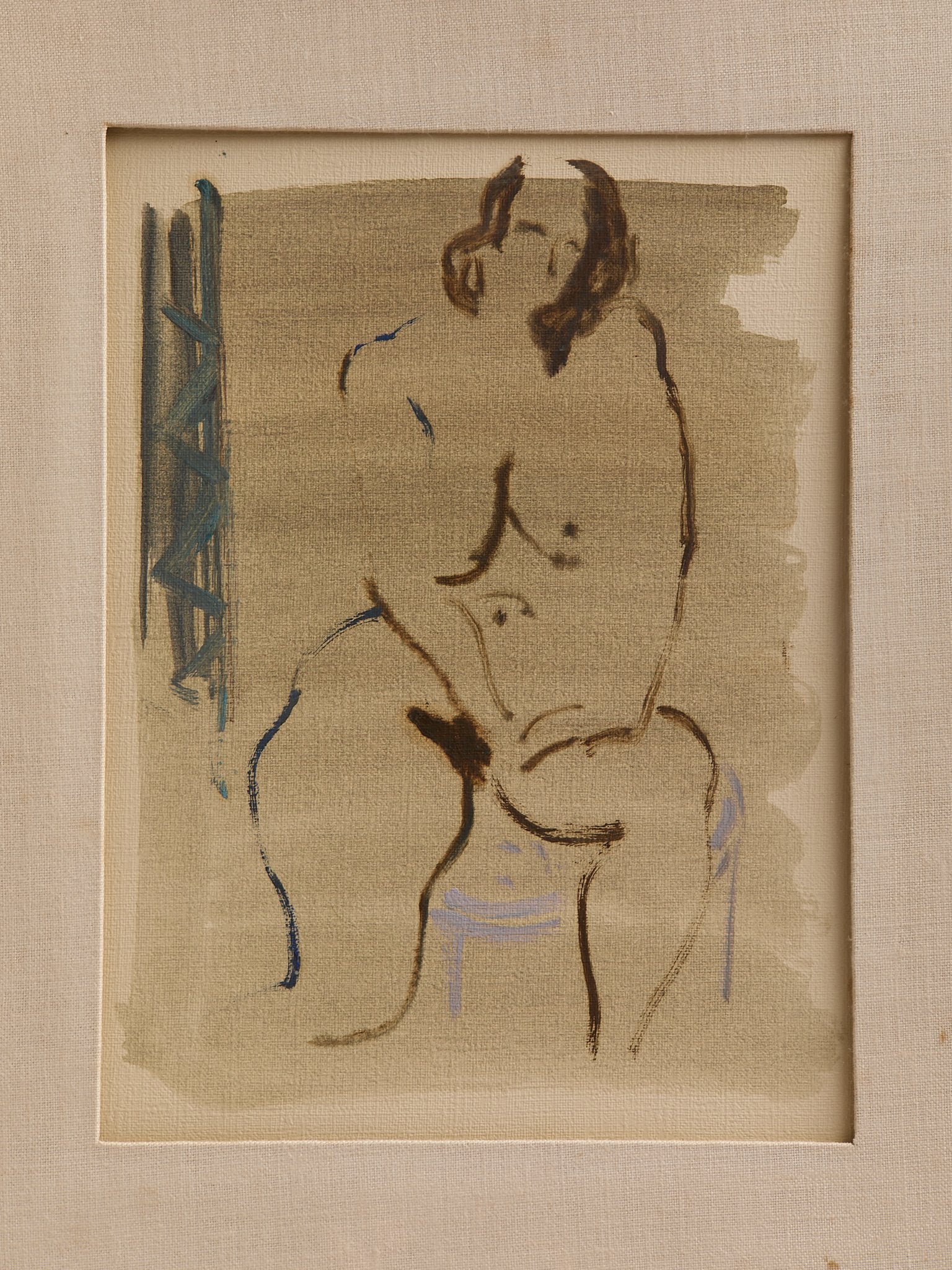 The Vintage Expressionist Watercolor Painting of Female NudeArtMiscellanea, etc.