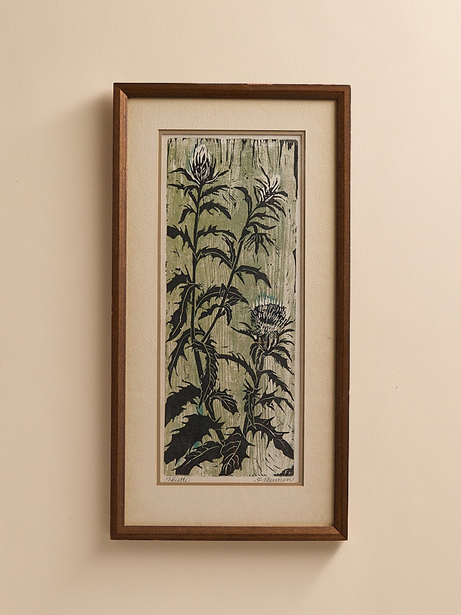 The Vintage Fanny Mennen "Thistle" Original Woodblock PrintArtMiscellanea, etc.