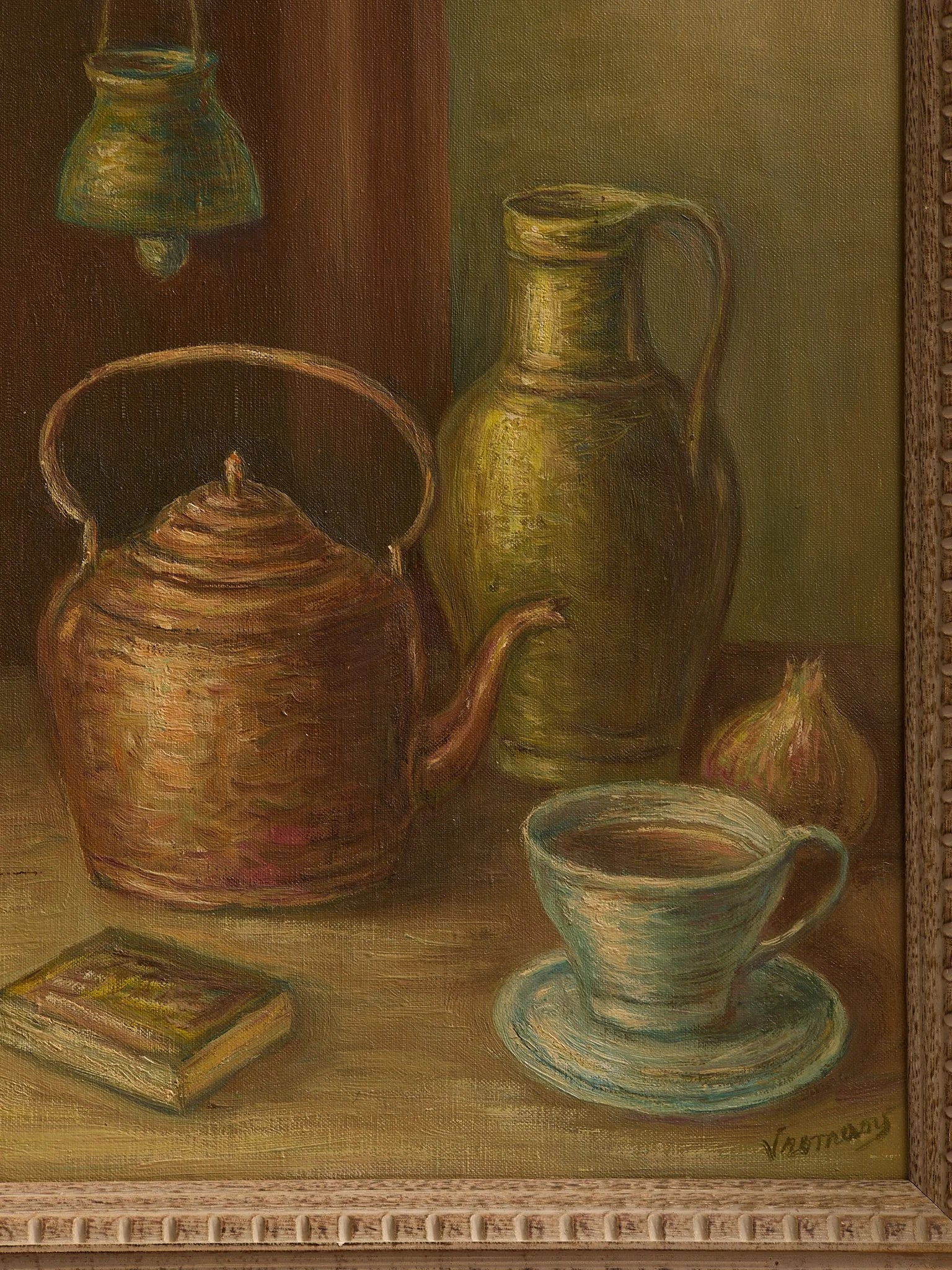 The Vintage Framed Still Life Painting with Copper KettleArtMiscellanea, etc.