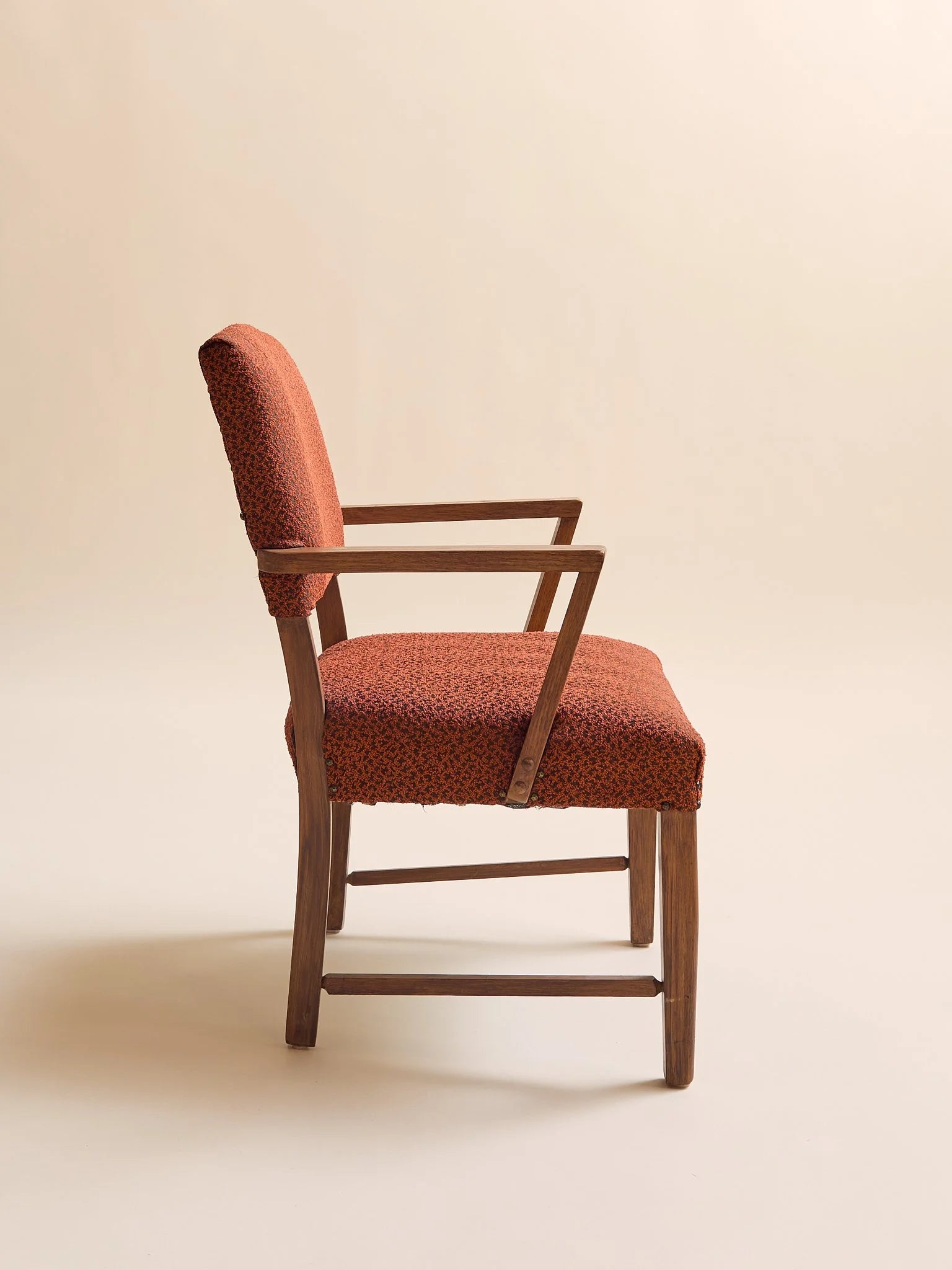 The Vintage Danish-Style Armchair in Rust BoucléSeatingMiscellanea, etc.