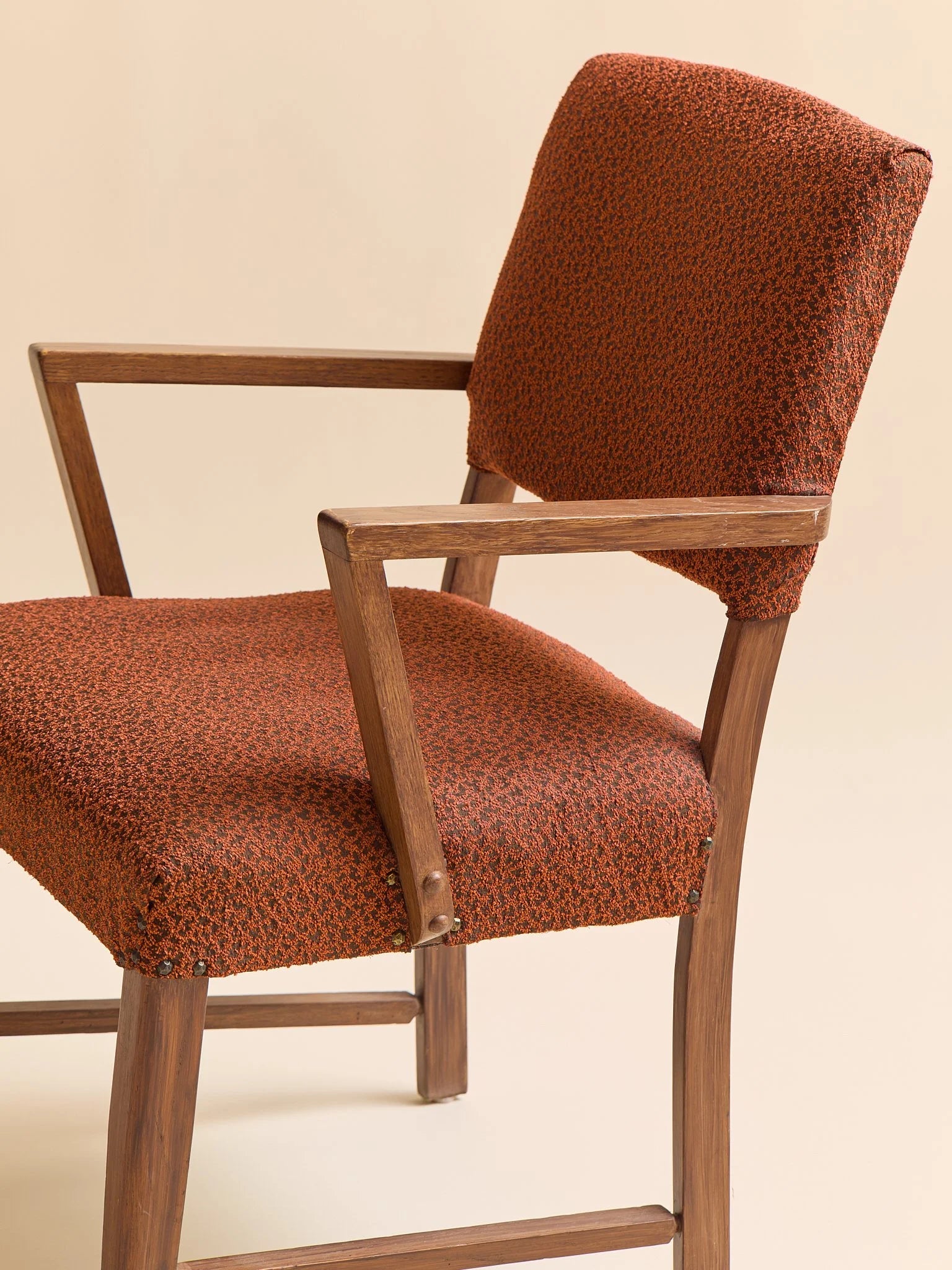 The Vintage Danish-Style Armchair in Rust BoucléSeatingMiscellanea, etc.
