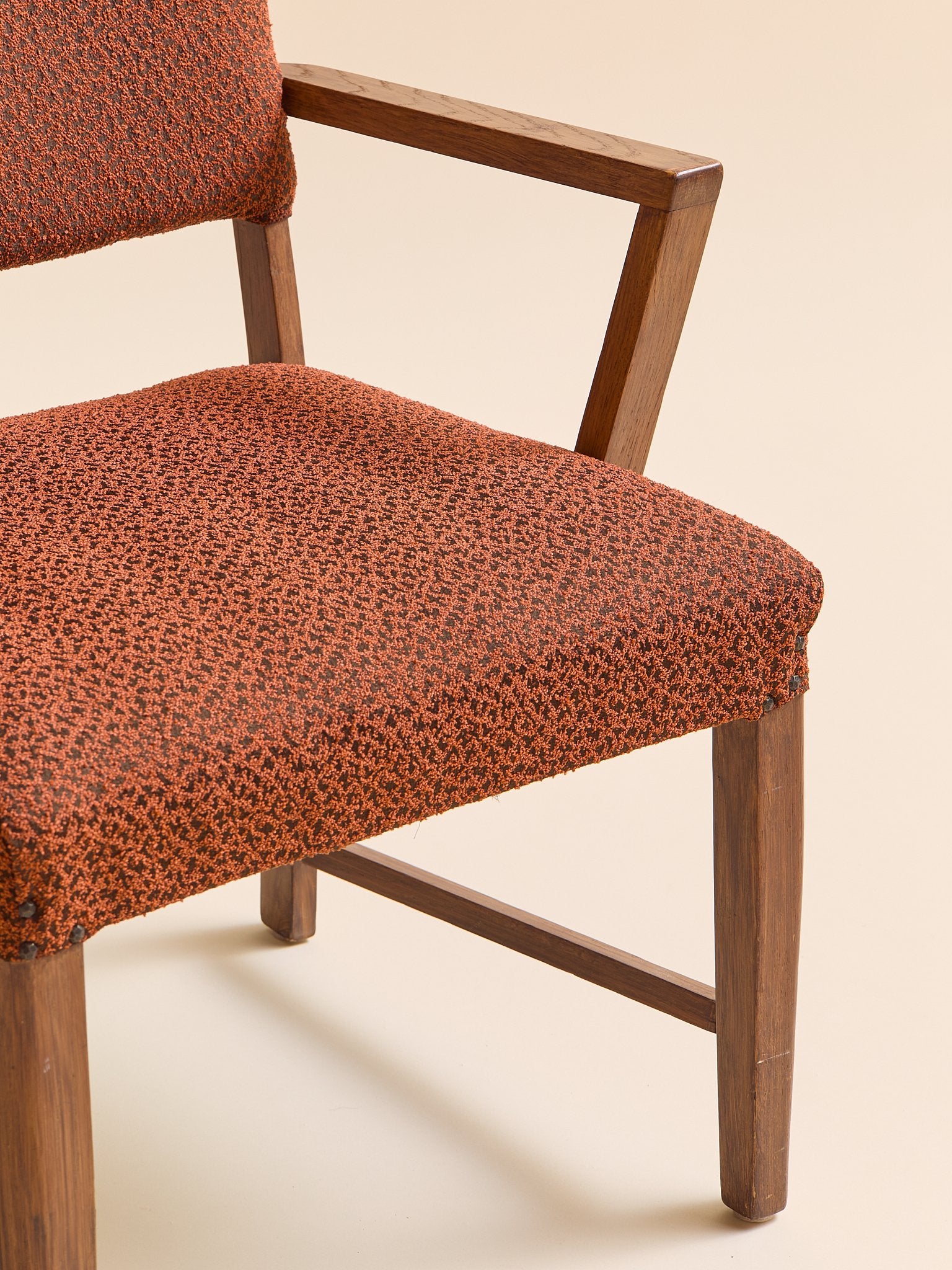 The Vintage Danish-Style Armchair in Rust BoucléSeatingMiscellanea, etc.