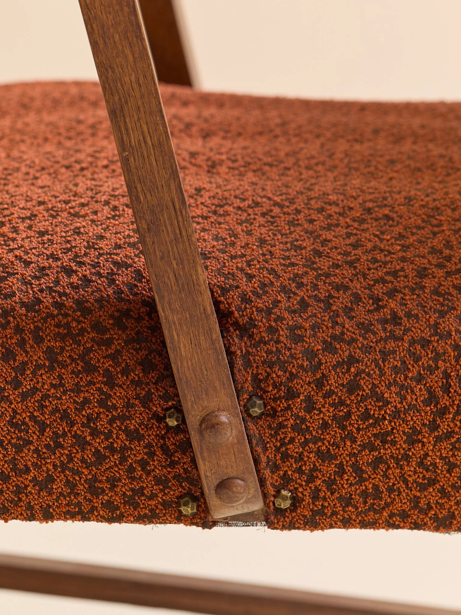 The Vintage Danish-Style Armchair in Rust BoucléSeatingMiscellanea, etc.