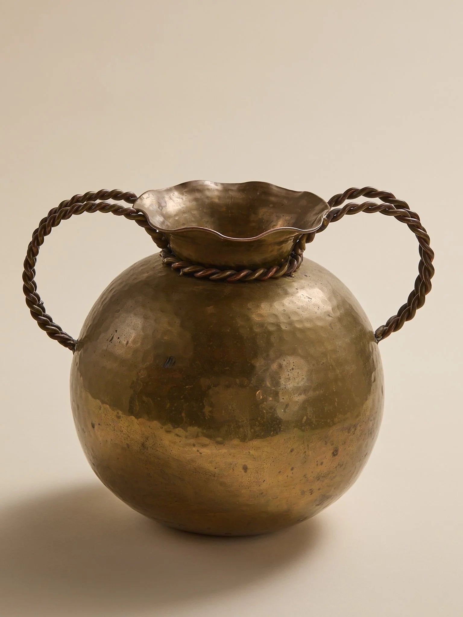 The Vintage Hammered Brass Vessel with Braided ArmsVasesMiscellanea, etc.