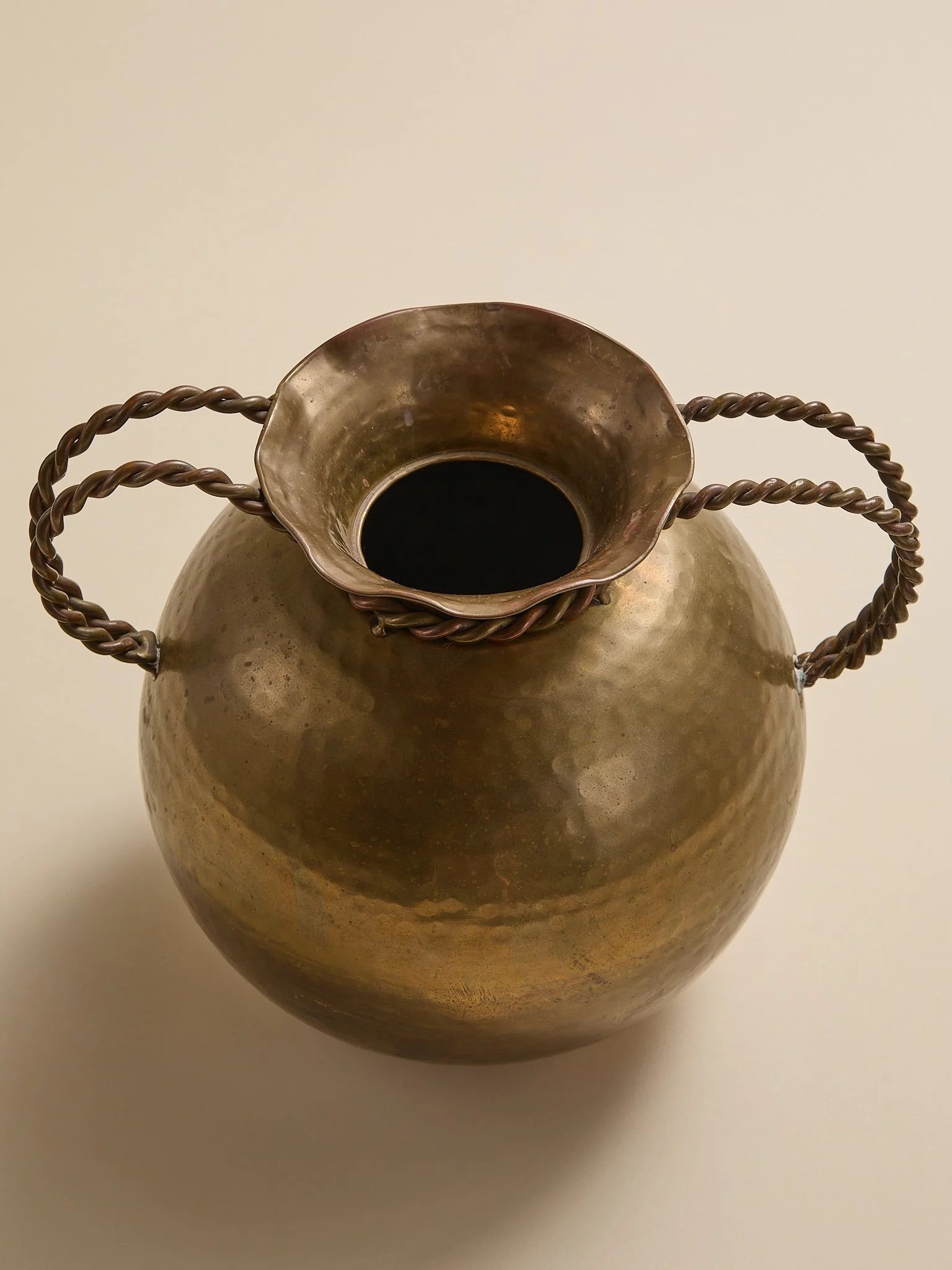 The Vintage Hammered Brass Vessel with Braided ArmsVasesMiscellanea, etc.