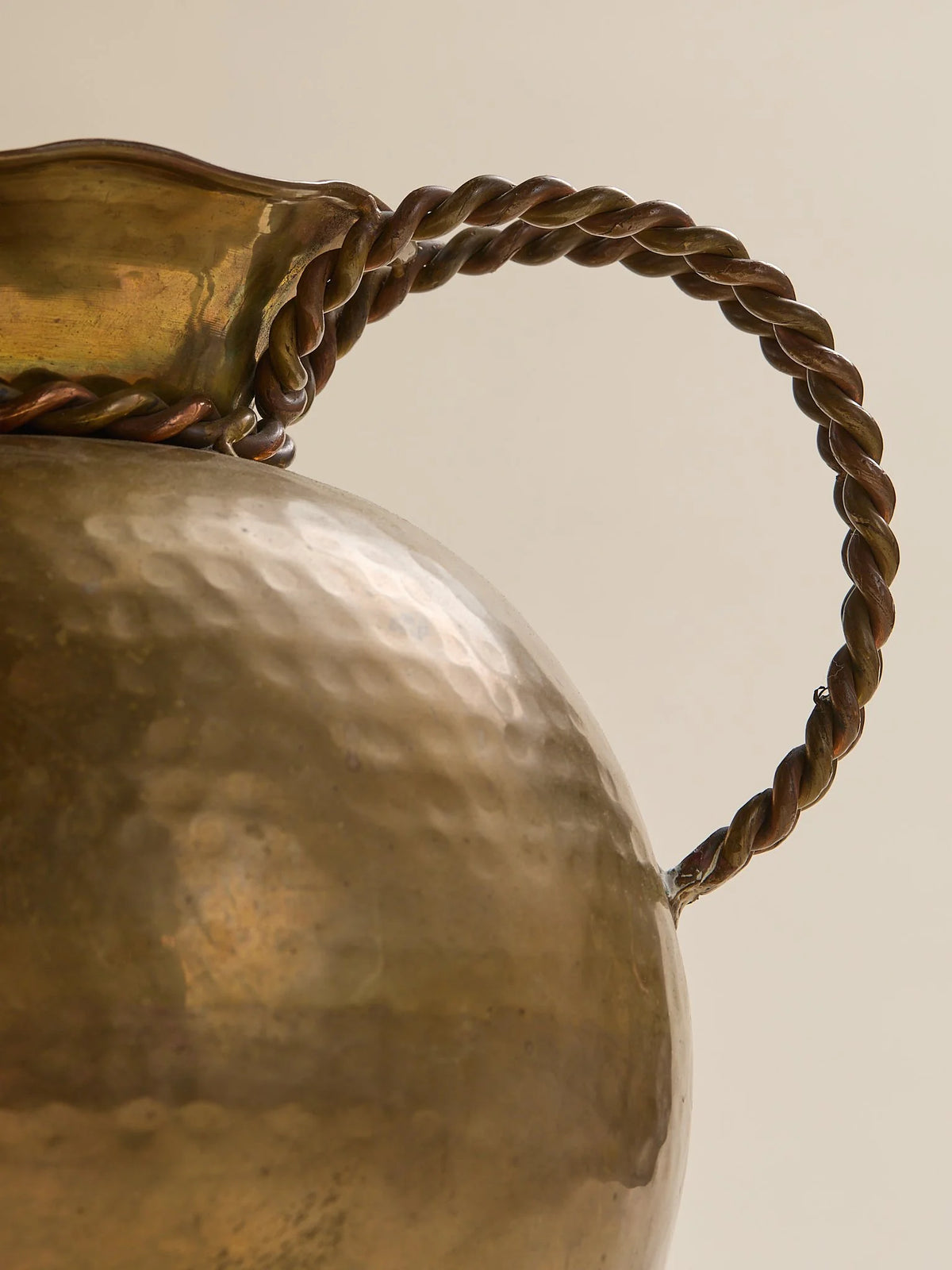 The Vintage Hammered Brass Vessel with Braided ArmsVasesMiscellanea, etc.