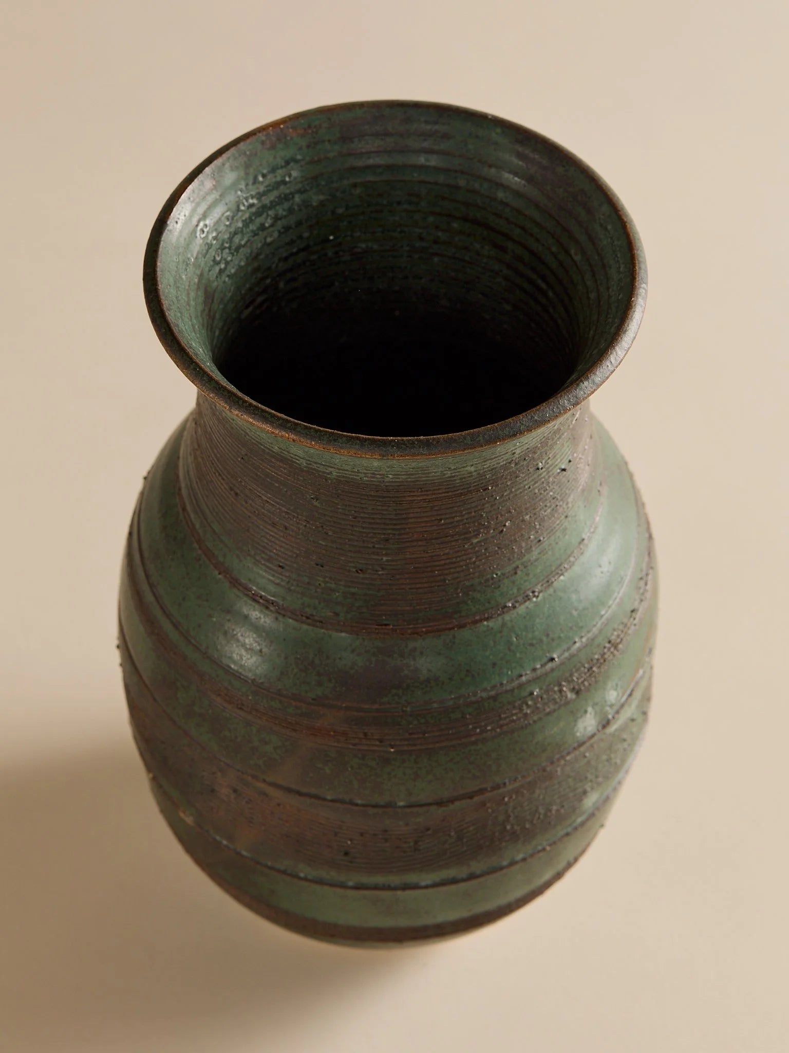 The Vintage Green Hand Made Etched Stripe VaseVasesMiscellanea, etc.