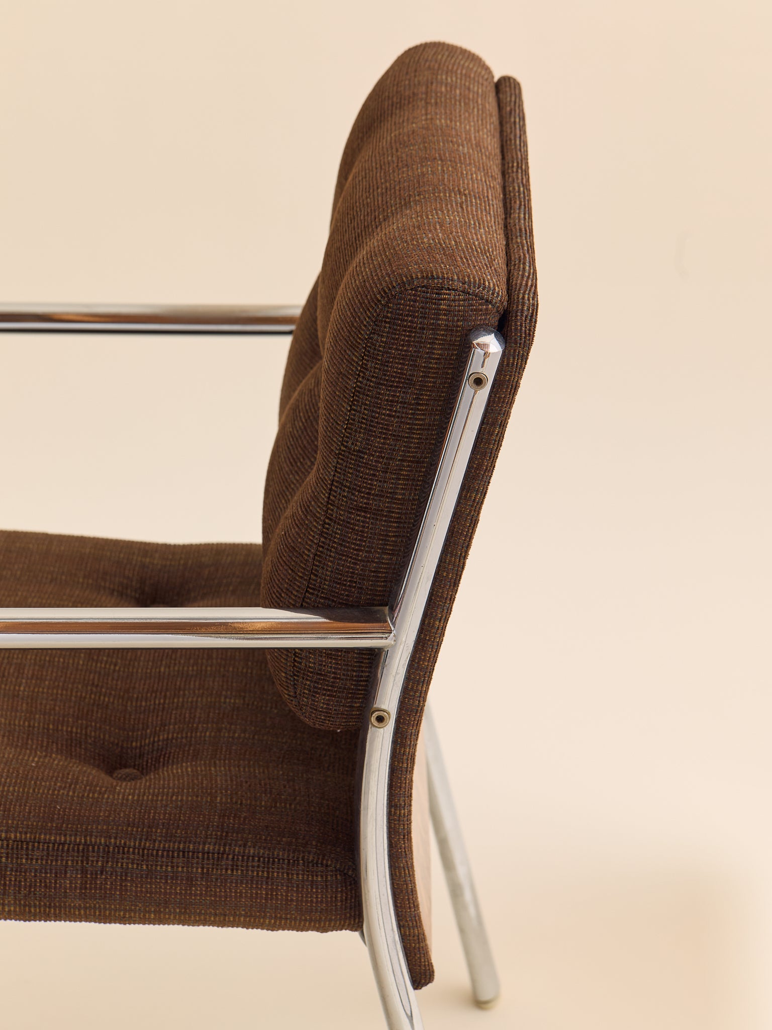 Vintage 1970s Chrome & Burl Wood Mid-Century ArmchairsSeatingMiscellanea, etc.