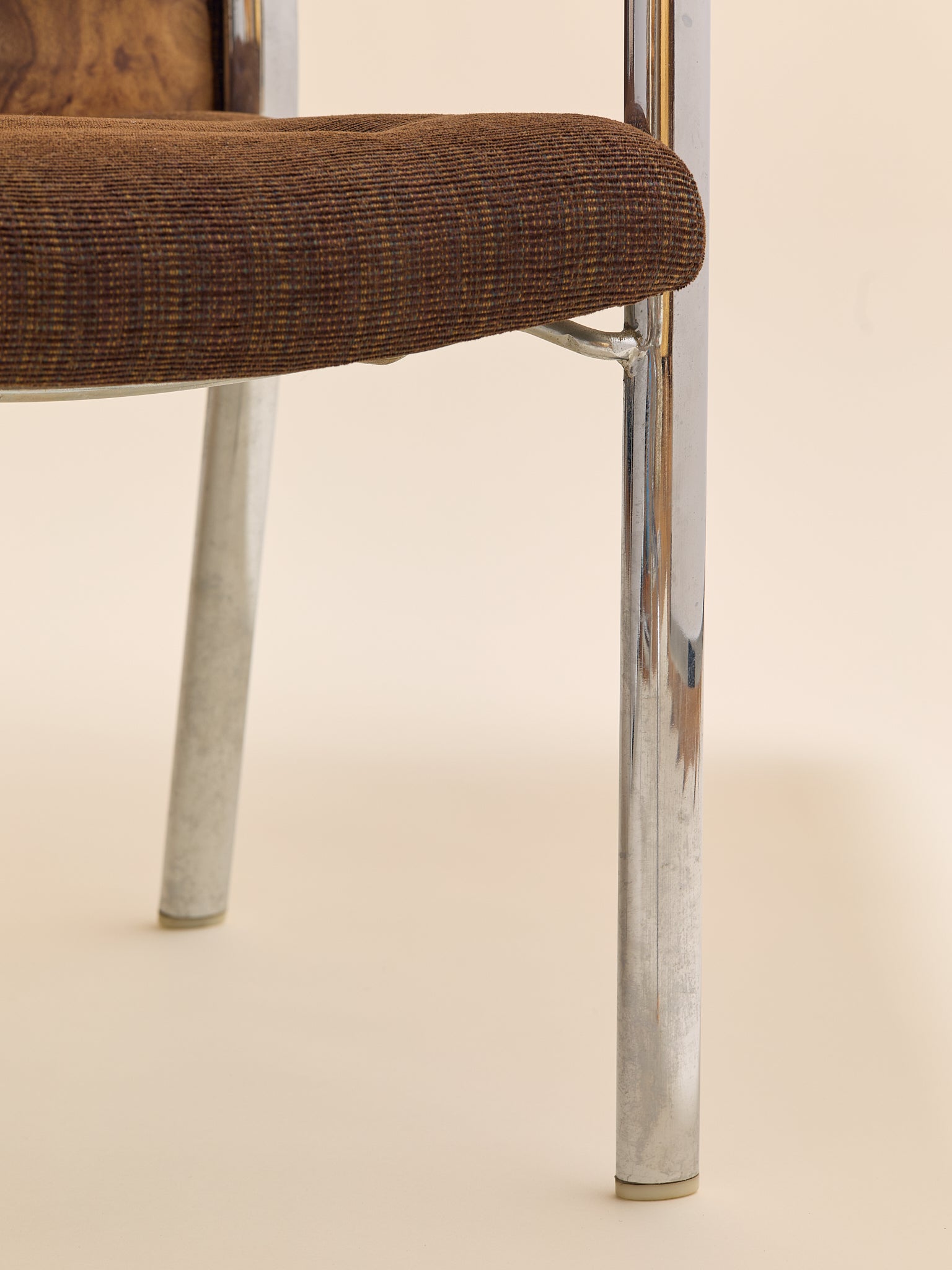 Vintage 1970s Chrome & Burl Wood Mid-Century ArmchairsSeatingMiscellanea, etc.