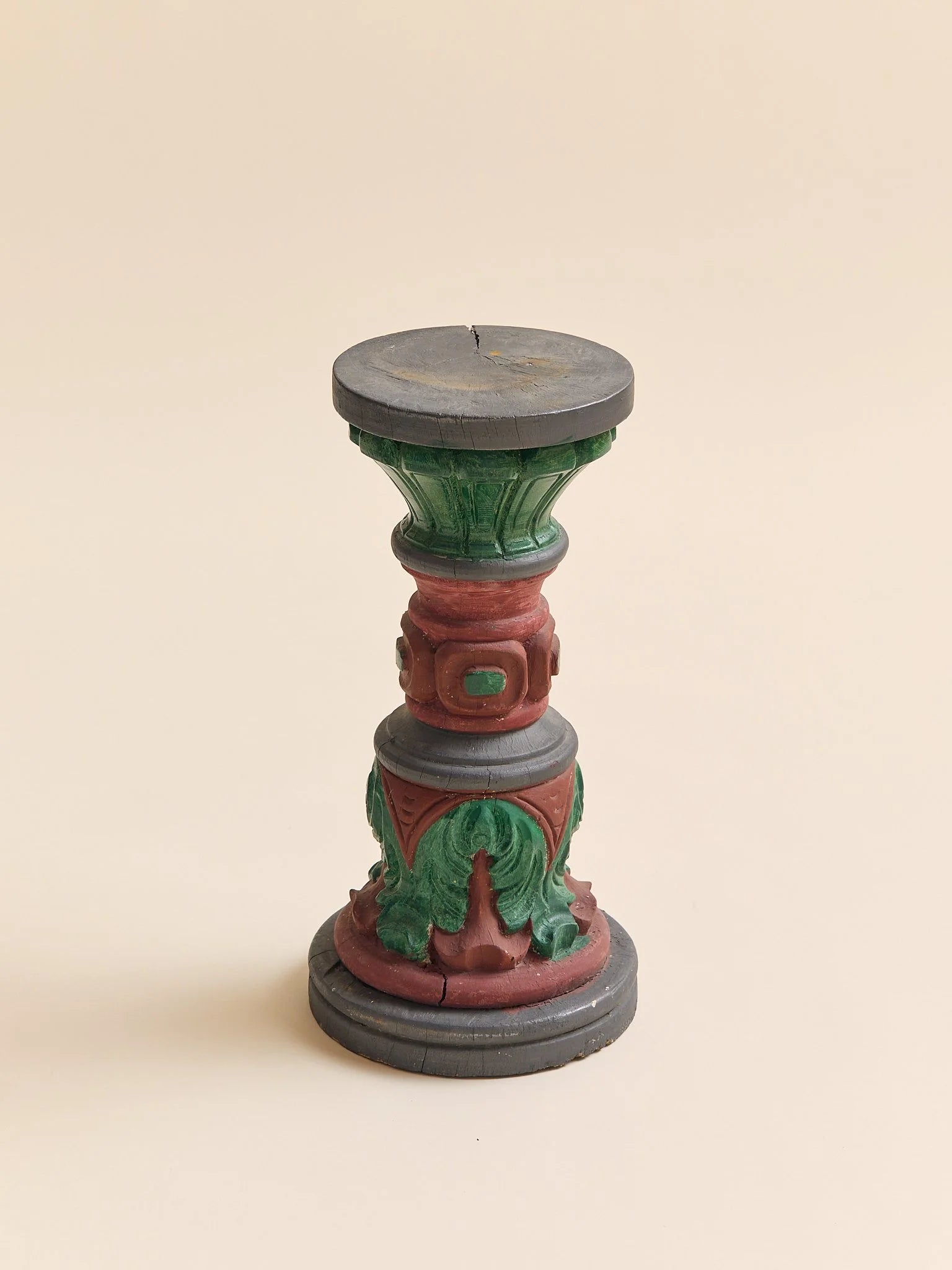 The Hand Painted Red and Green Solid Oak PedestalPedestalsMiscellanea, etc.