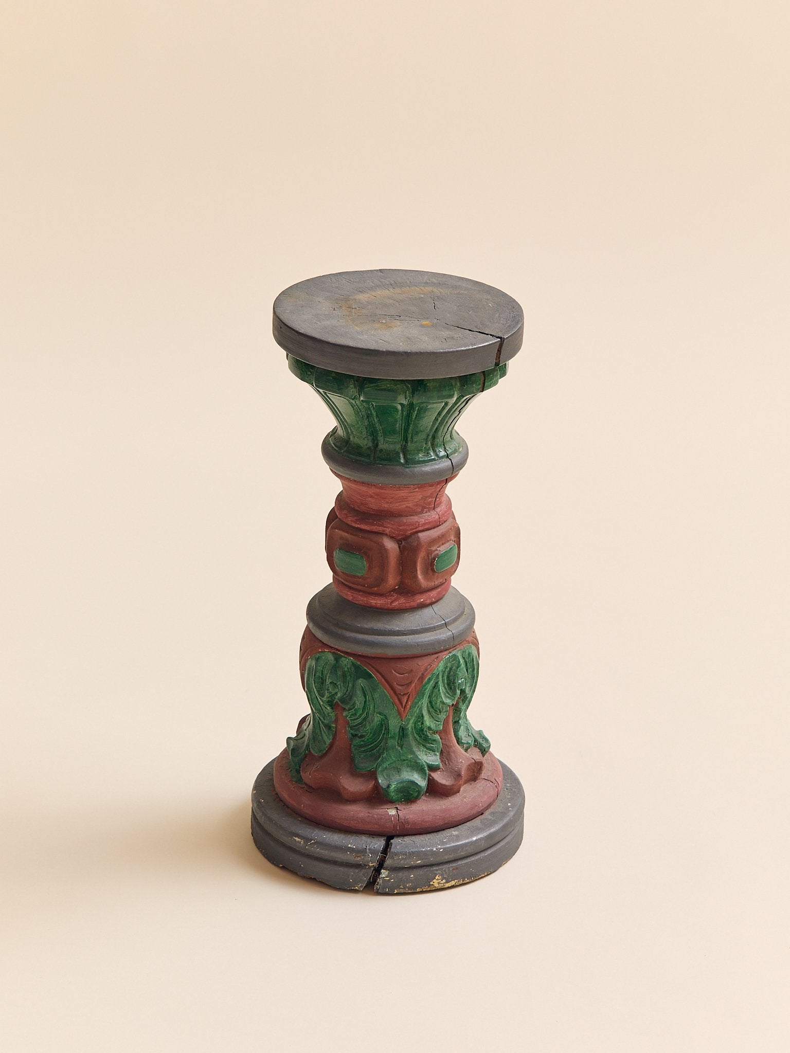 The Hand Painted Red and Green Solid Oak PedestalPedestalsMiscellanea, etc.