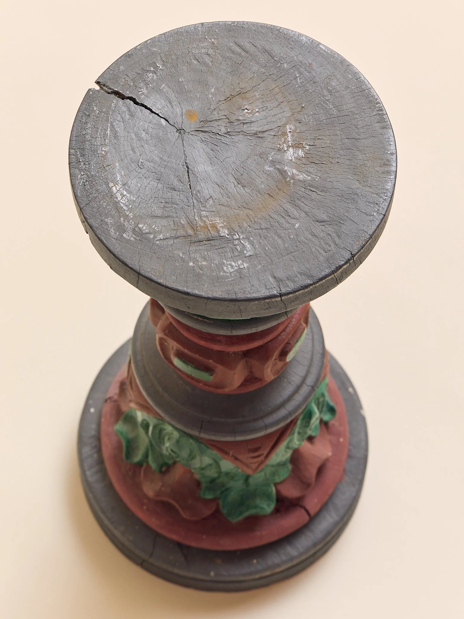 The Hand Painted Red and Green Solid Oak PedestalPedestalsMiscellanea, etc.