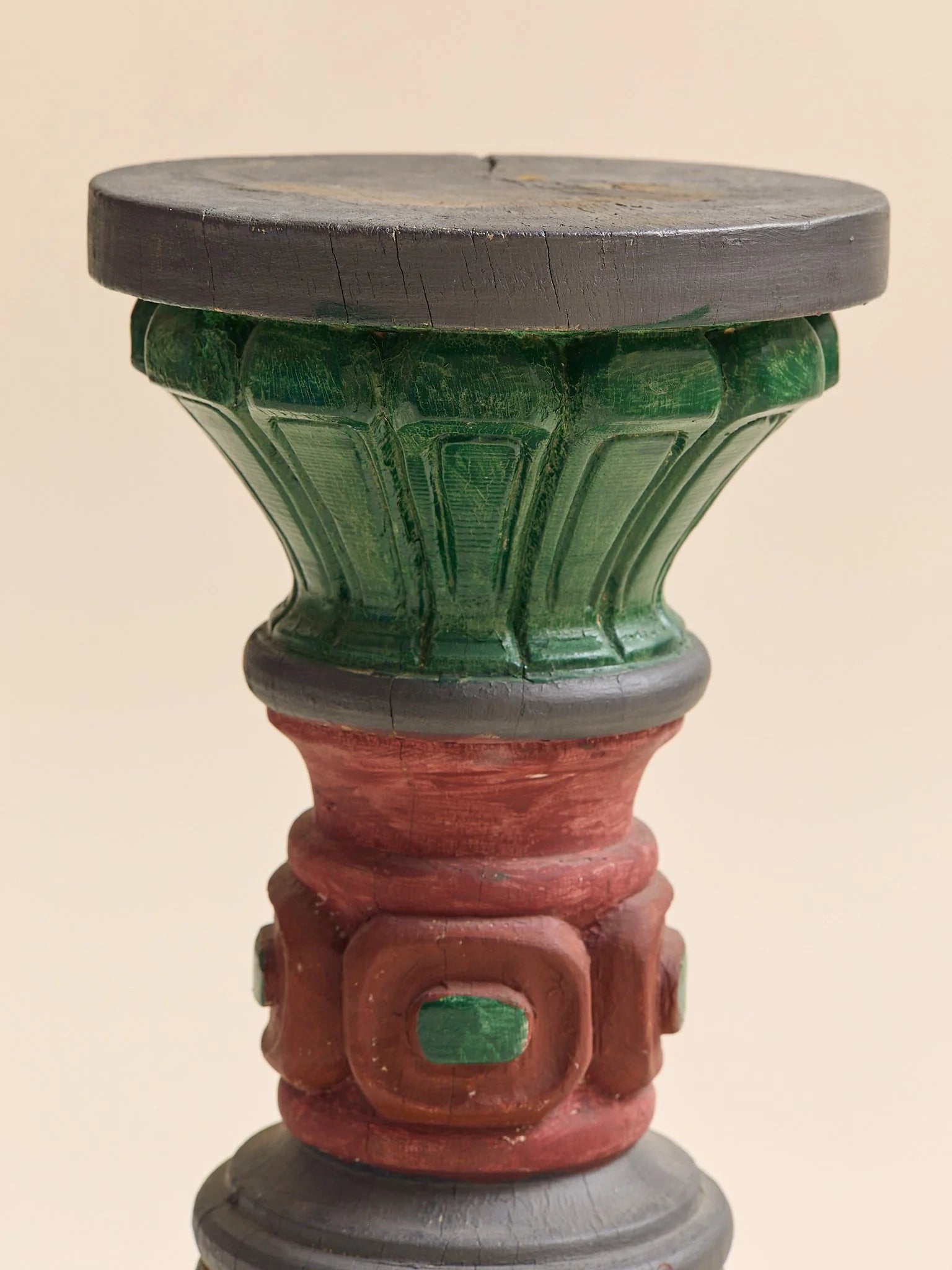 The Hand Painted Red and Green Solid Oak PedestalPedestalsMiscellanea, etc.