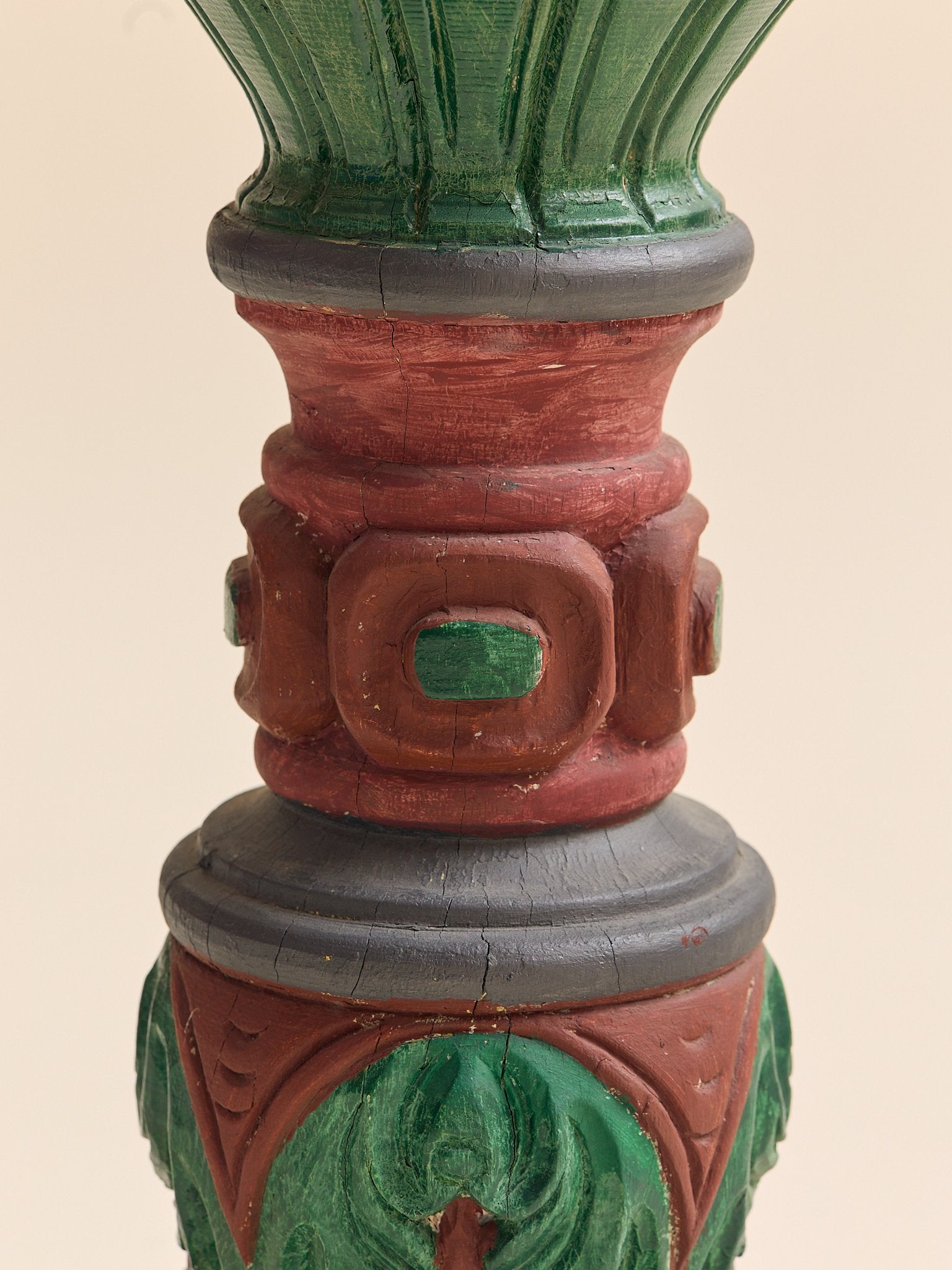 The Hand Painted Red and Green Solid Oak PedestalPedestalsMiscellanea, etc.