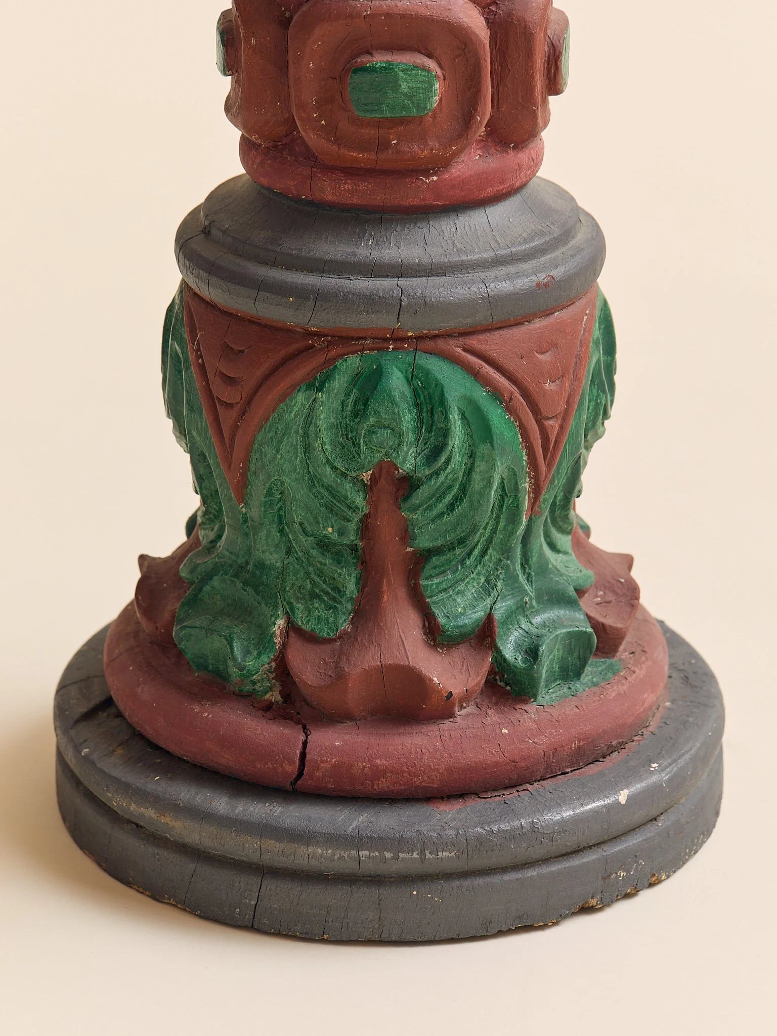 The Hand Painted Red and Green Solid Oak PedestalPedestalsMiscellanea, etc.