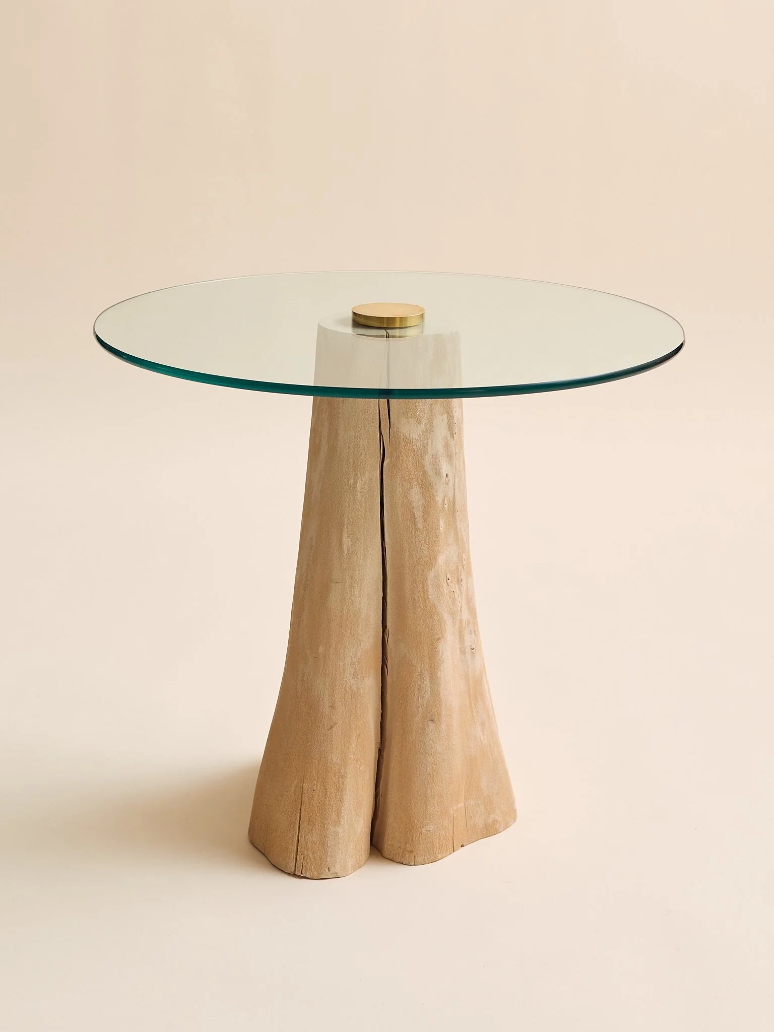The Vintage Carved Wood Side Table with Glass TopSide TablesMiscellanea, etc.