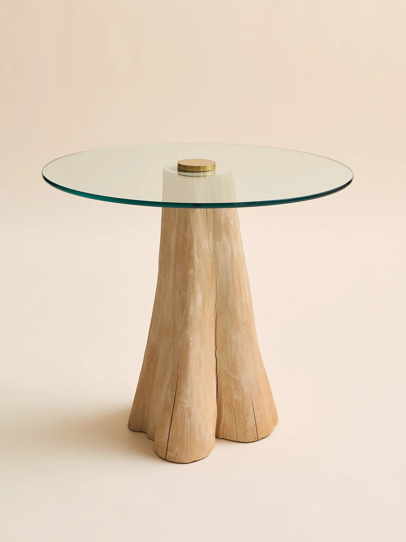 The Vintage Carved Wood Side Table with Glass TopSide TablesMiscellanea, etc.