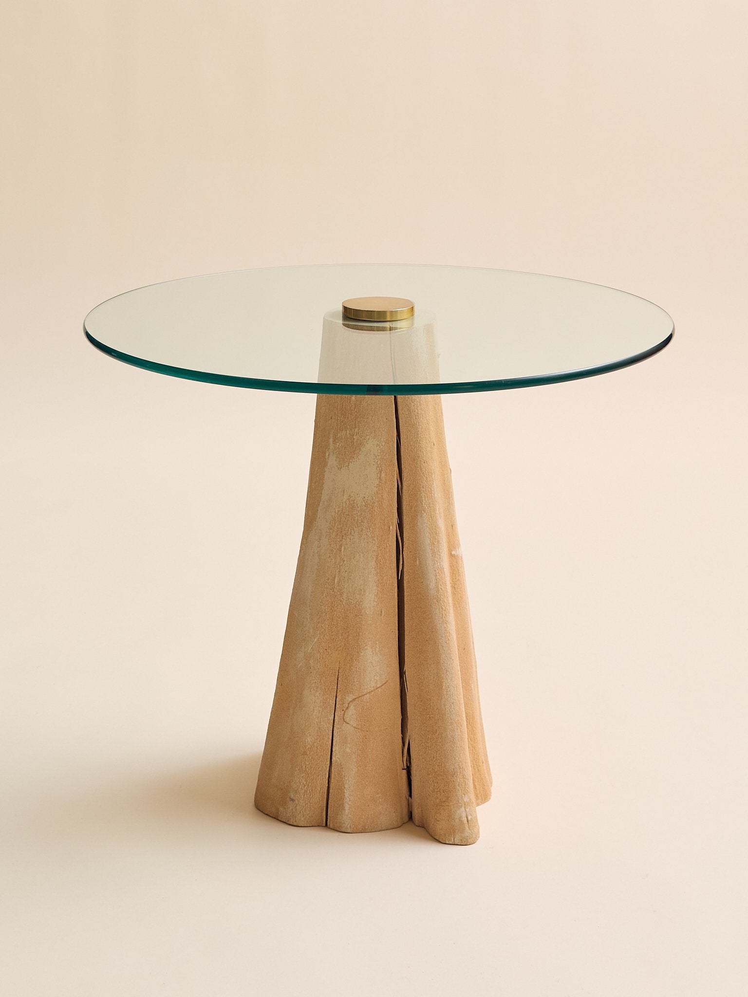 The Vintage Carved Wood Side Table with Glass TopSide TablesMiscellanea, etc.