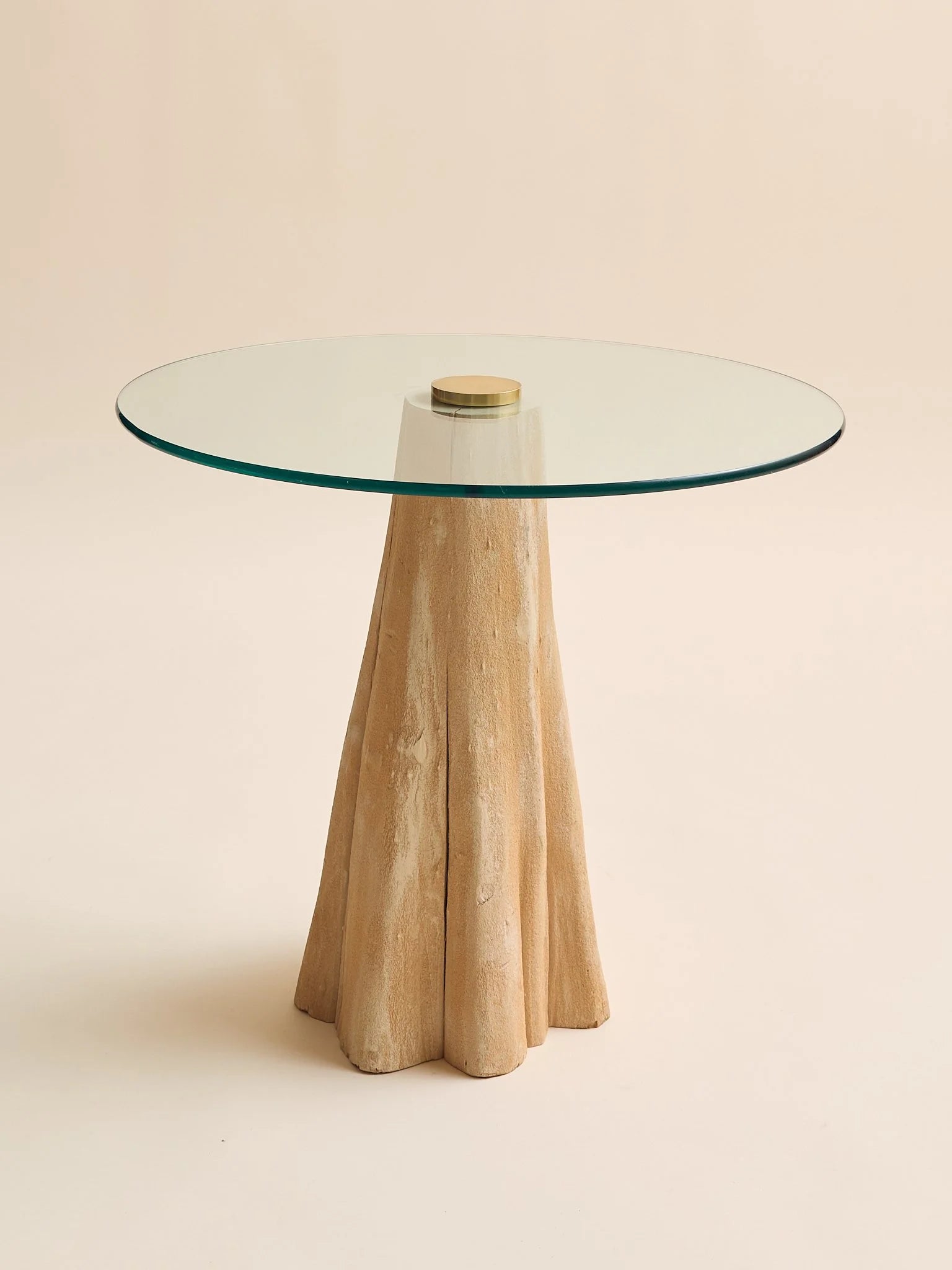The Vintage Carved Wood Side Table with Glass TopSide TablesMiscellanea, etc.