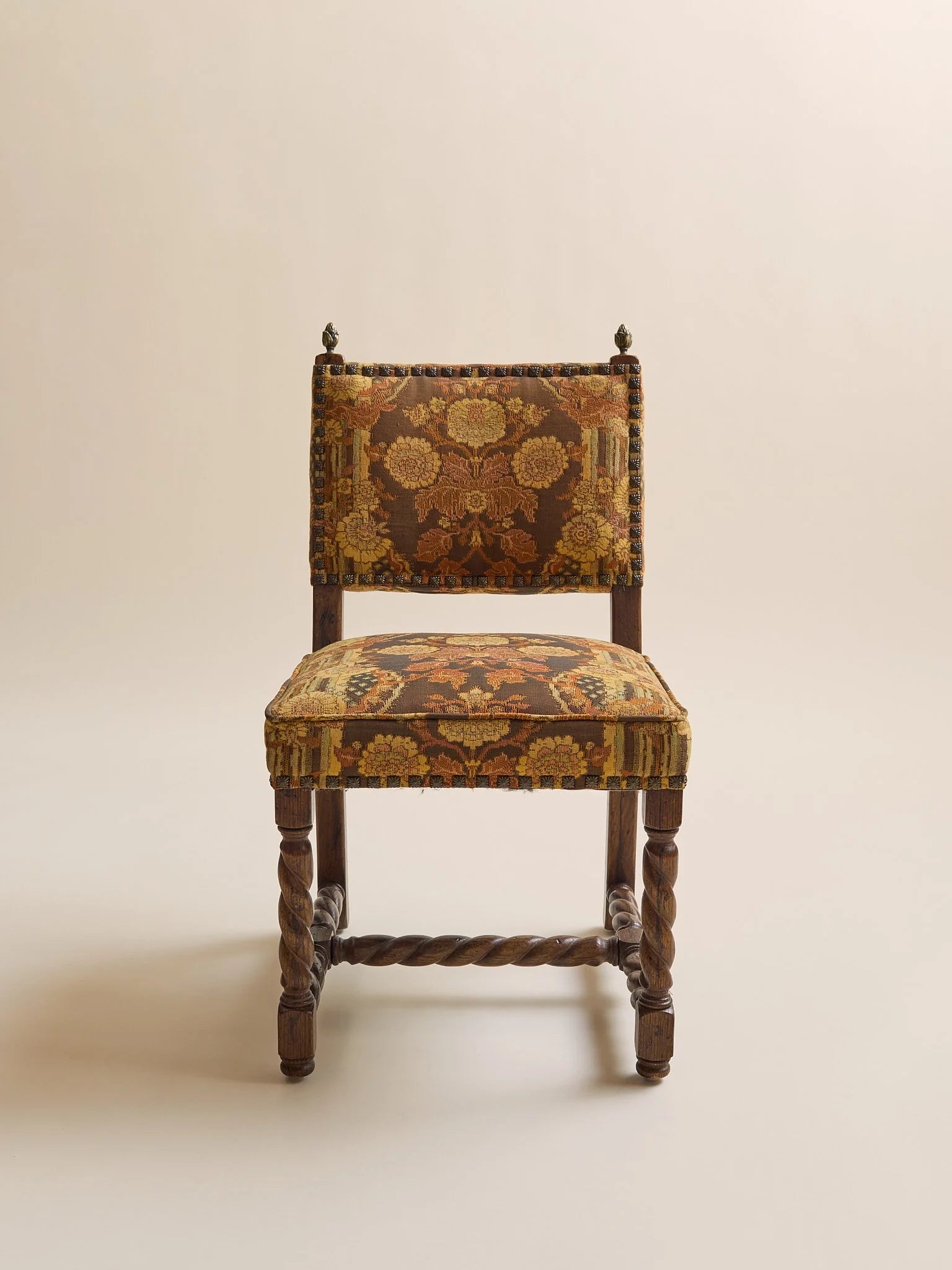 The Vintage 1970s Baroque Revival Tapestry & Carved Wood Dining Chairs, 4 AvailableSeatingMiscellanea, etc.