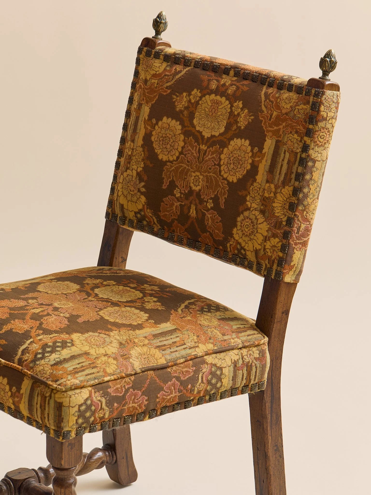 The Vintage 1970s Baroque Revival Tapestry & Carved Wood Dining Chairs, 4 AvailableSeatingMiscellanea, etc.