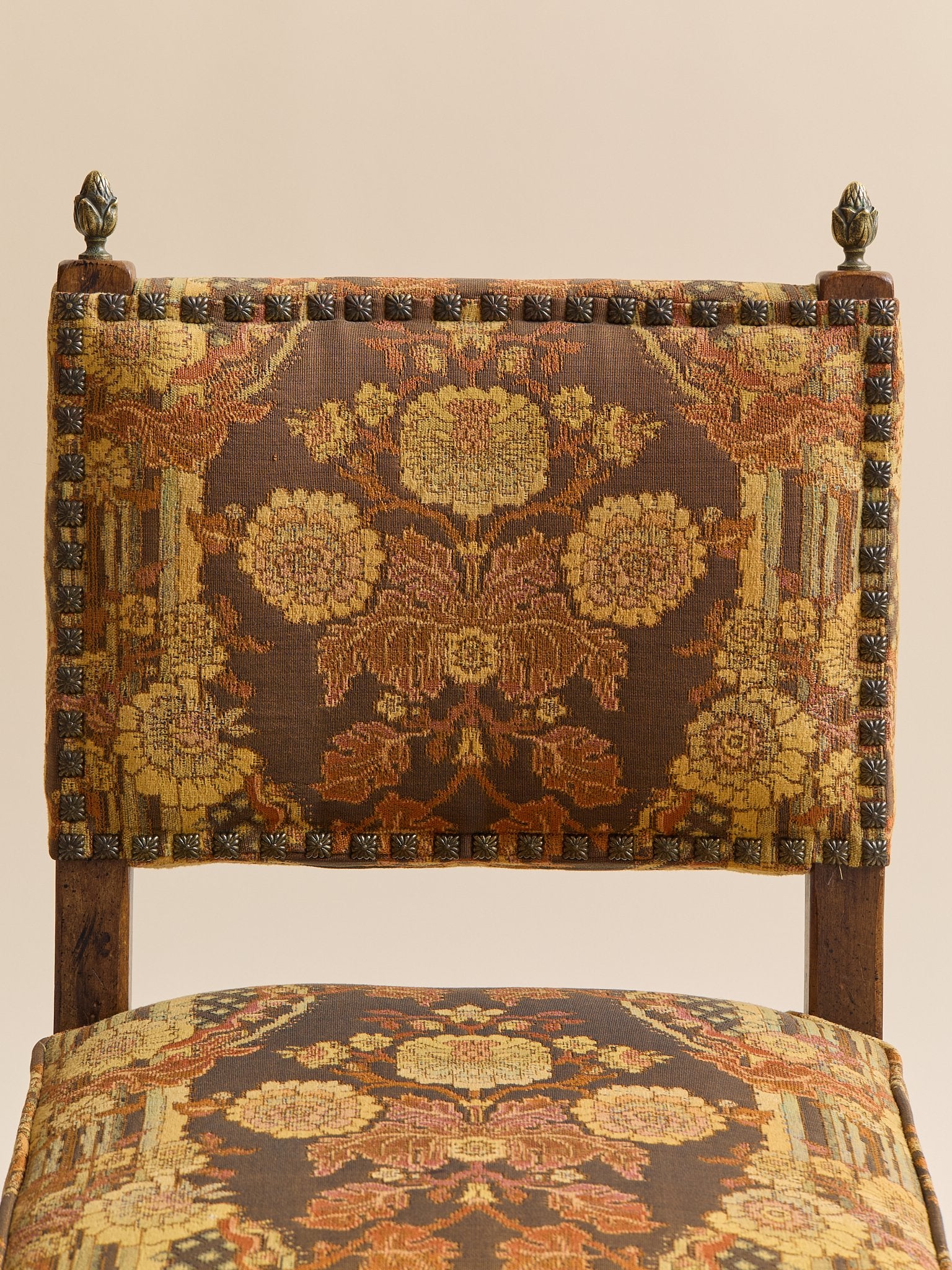 The Vintage 1970s Baroque Revival Tapestry & Carved Wood Dining Chairs, 4 AvailableSeatingMiscellanea, etc.
