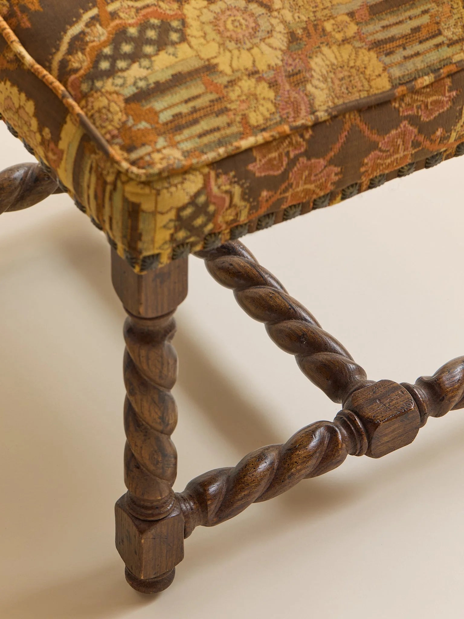 The Vintage 1970s Baroque Revival Tapestry & Carved Wood Dining Chairs, 4 AvailableSeatingMiscellanea, etc.