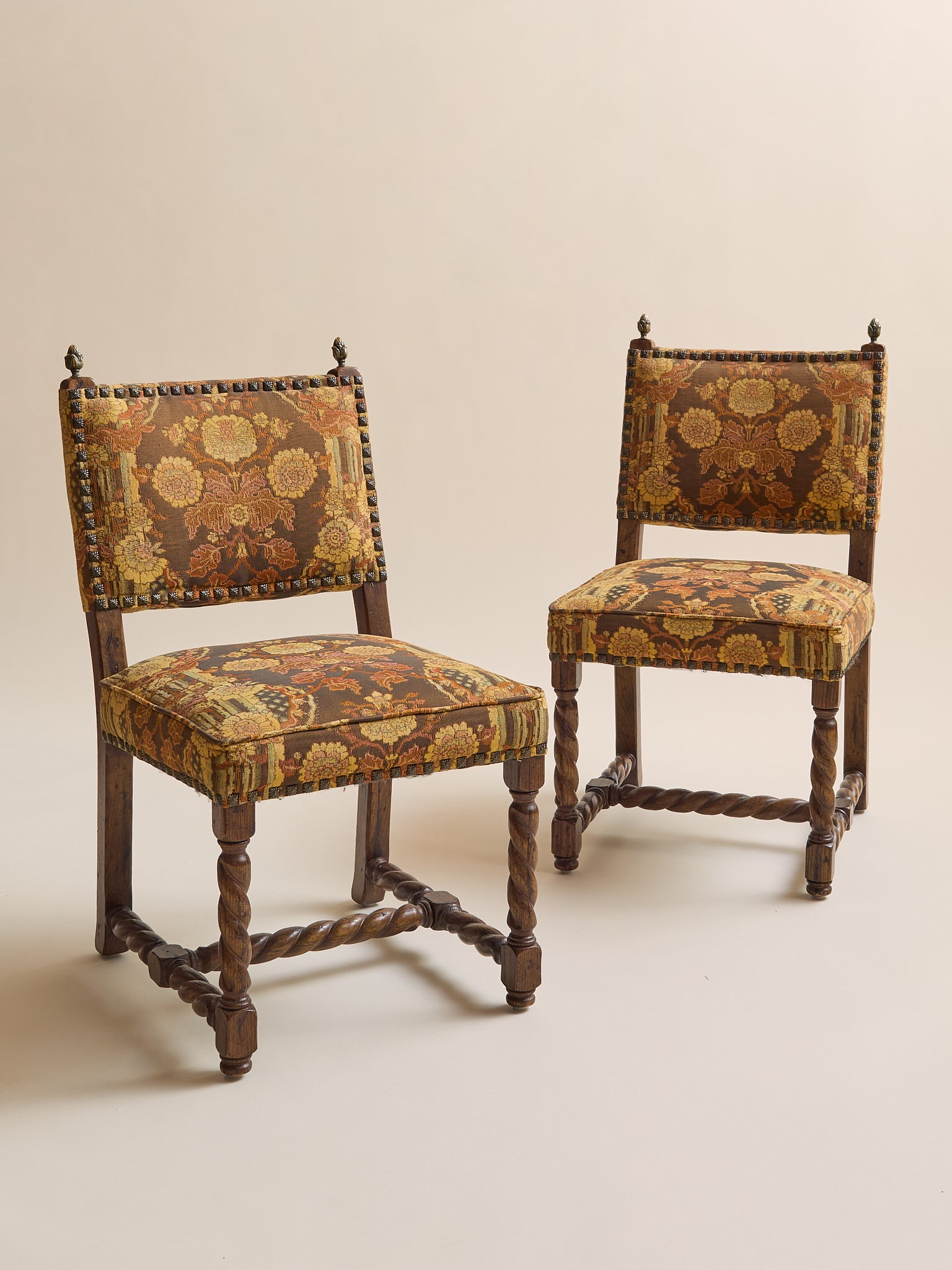 The Vintage 1970s Baroque Revival Tapestry & Carved Wood Dining Chairs, 4 AvailableSeatingMiscellanea, etc.