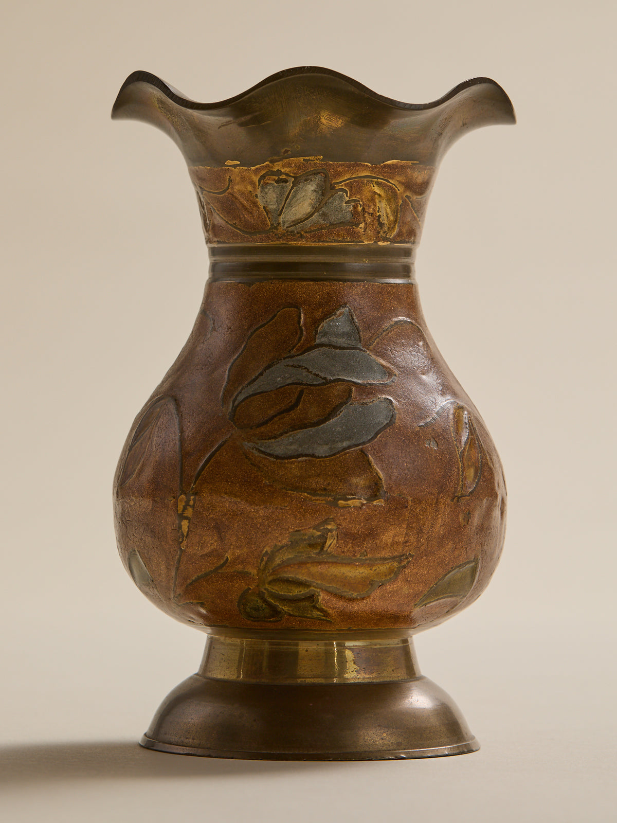 The Vintage Enameled Brass Wavy VaseVasesMiscellanea, etc.