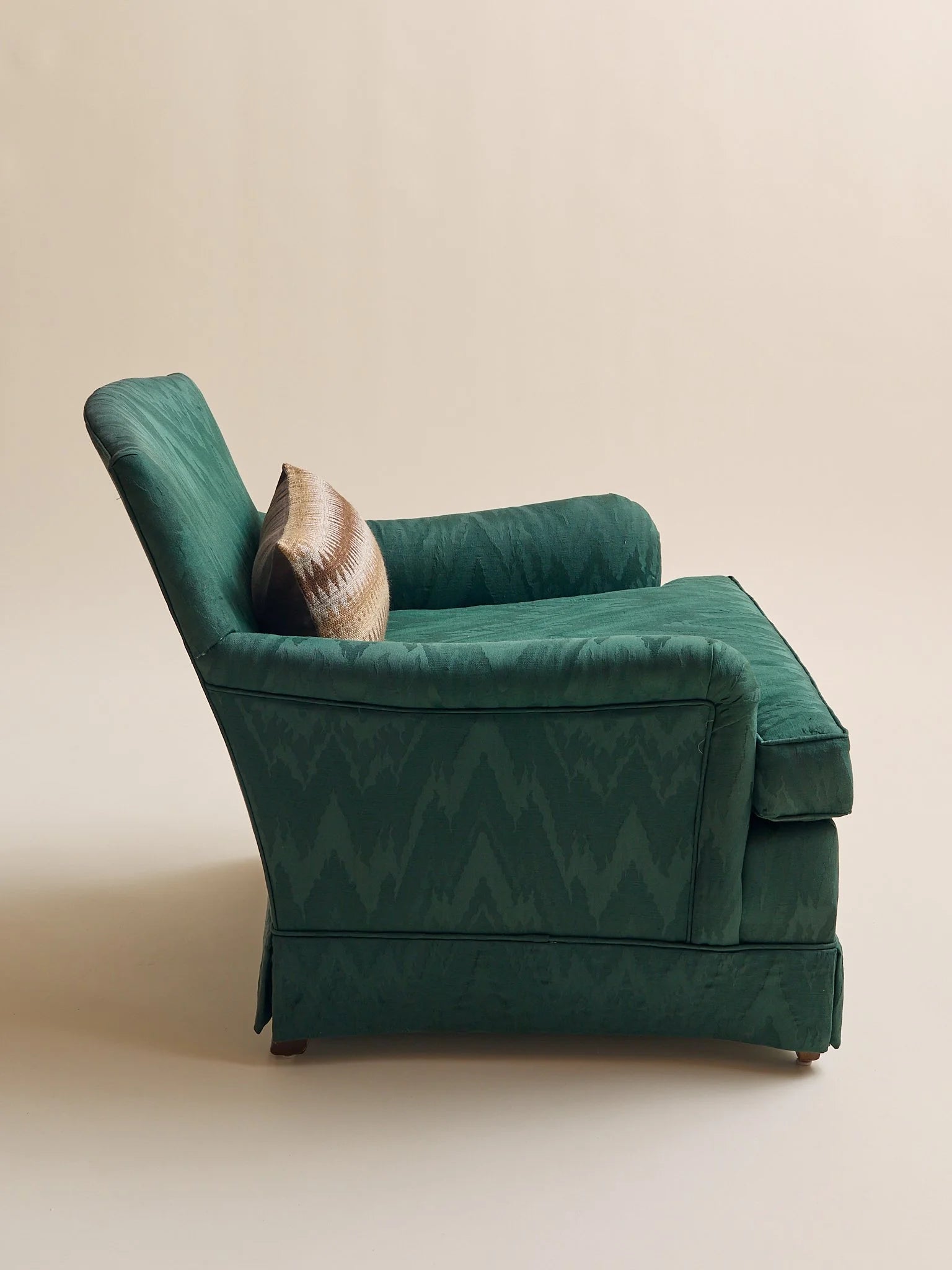 The Vintage Emerald Moire Flame Stitch Armchairs, 2 AvailableSeatingMiscellanea, etc.