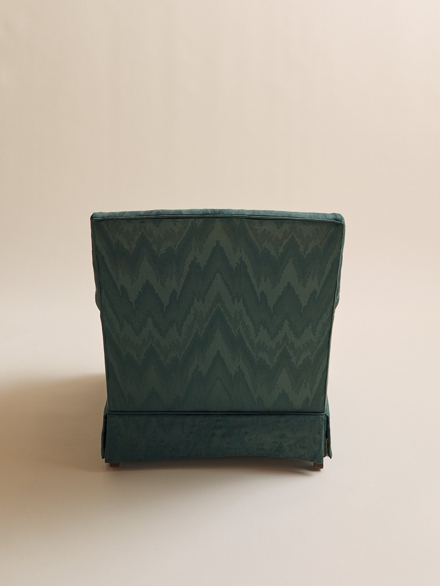 The Vintage Emerald Moire Flame Stitch Armchairs, 2 AvailableSeatingMiscellanea, etc.