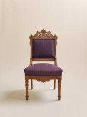 The Vintage Eastlake Style Carved Side Chair in Plum UpholsterySeatingMiscellanea, etc.