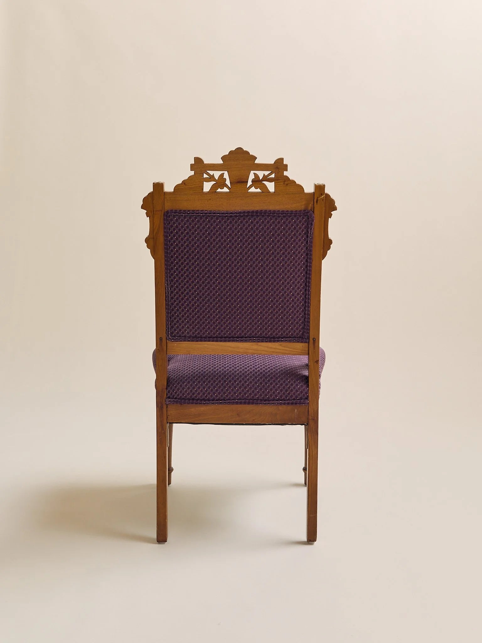 The Vintage Eastlake Style Carved Side Chair in Plum UpholsterySeatingMiscellanea, etc.