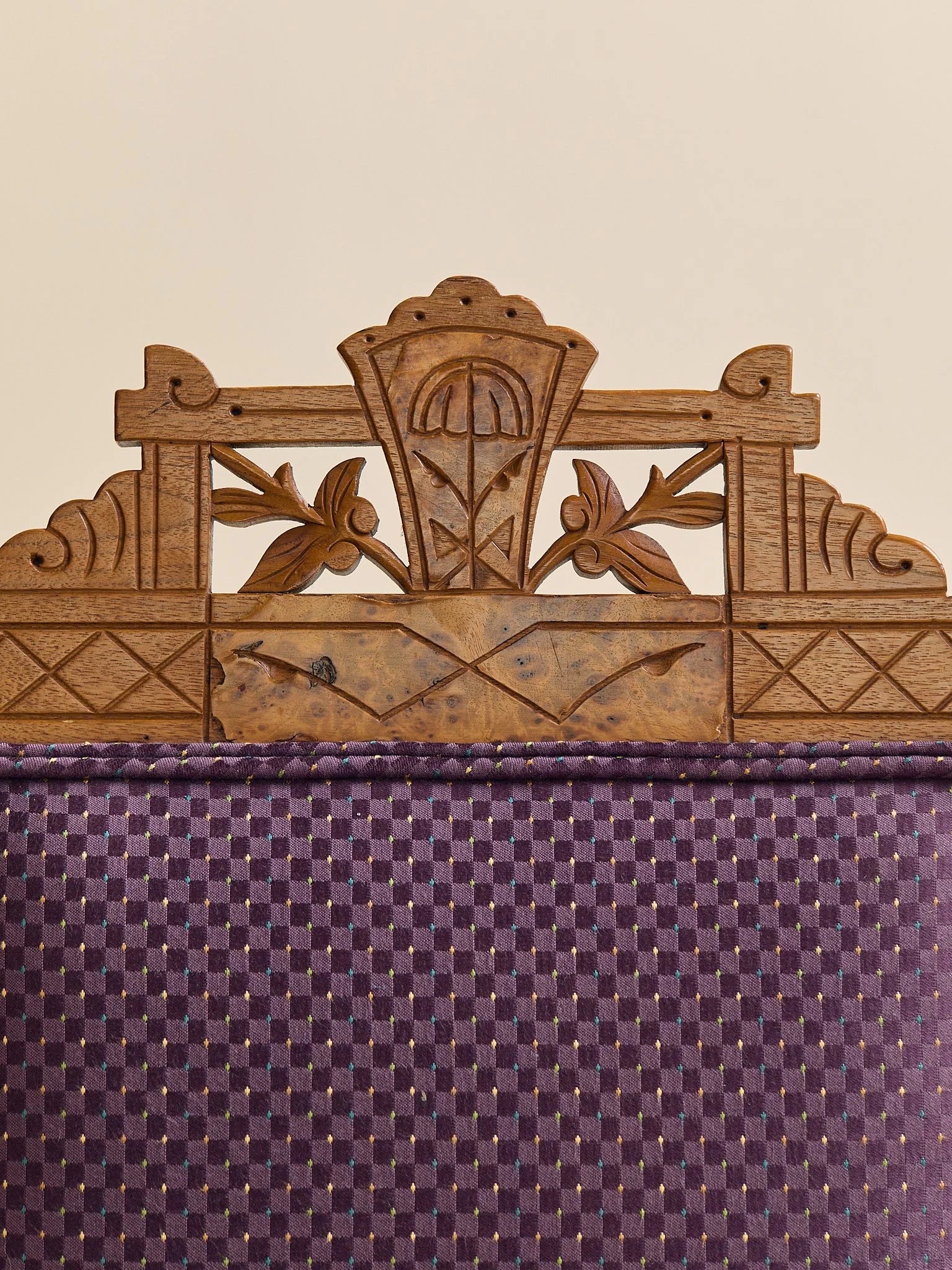 The Vintage Eastlake Style Carved Side Chair in Plum UpholsterySeatingMiscellanea, etc.