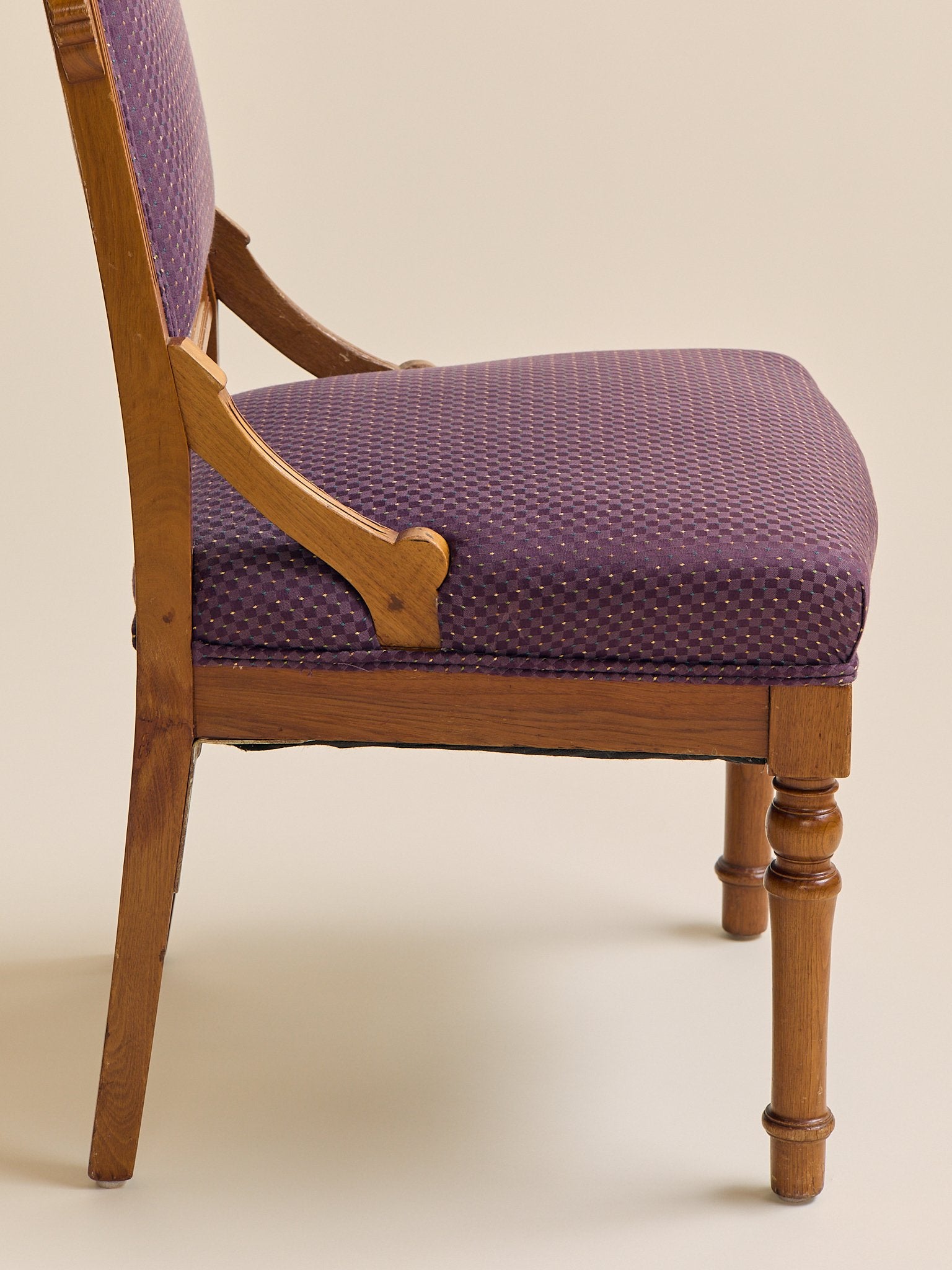 The Vintage Eastlake Style Carved Side Chair in Plum UpholsterySeatingMiscellanea, etc.