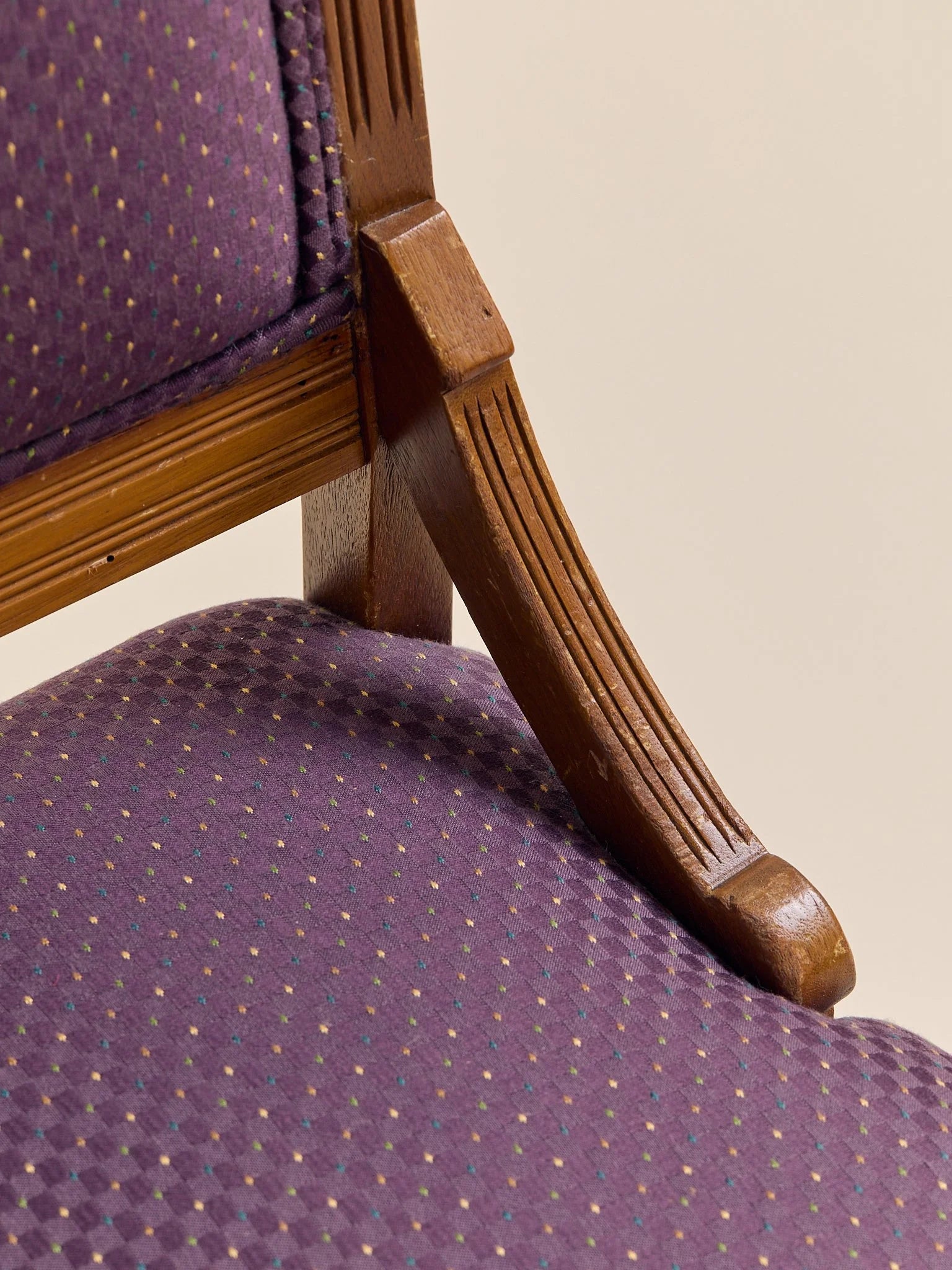 The Vintage Eastlake Style Carved Side Chair in Plum UpholsterySeatingMiscellanea, etc.