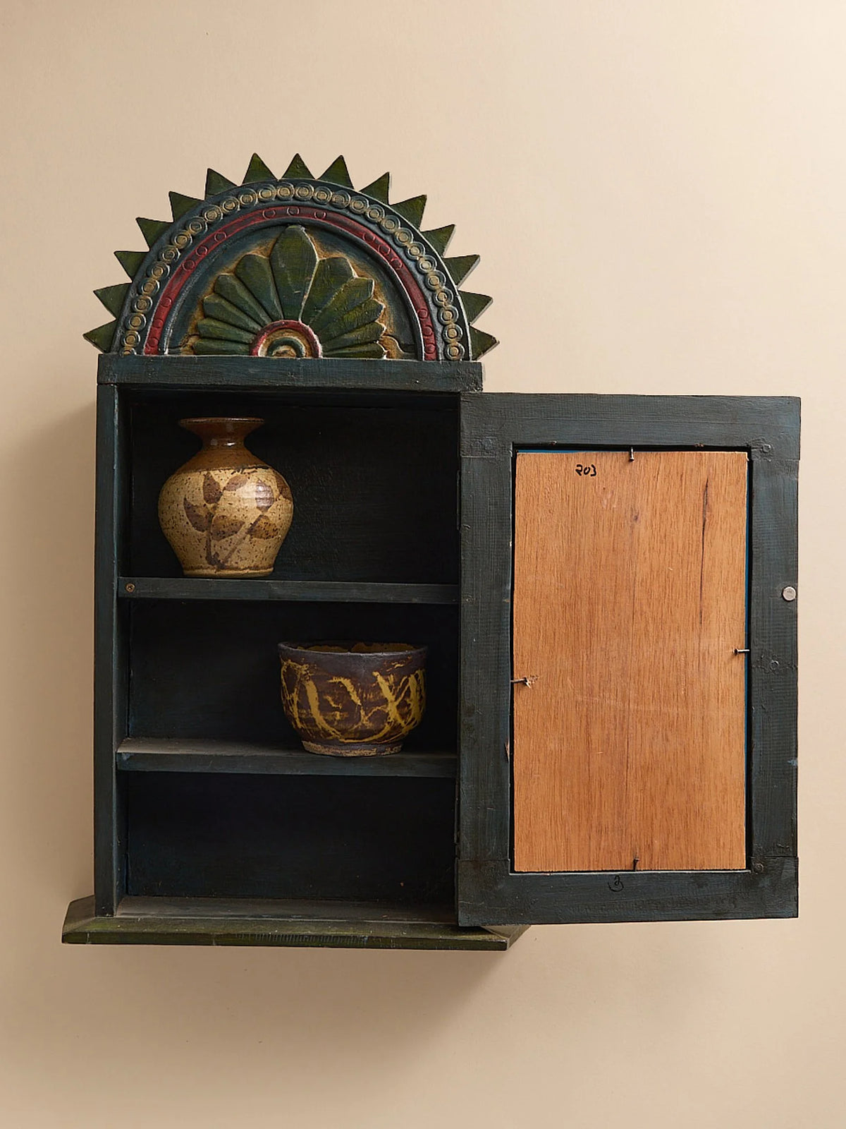 The Vintage Carved, Hand Painted Mirror Wall CabinetArtMiscellanea, etc.