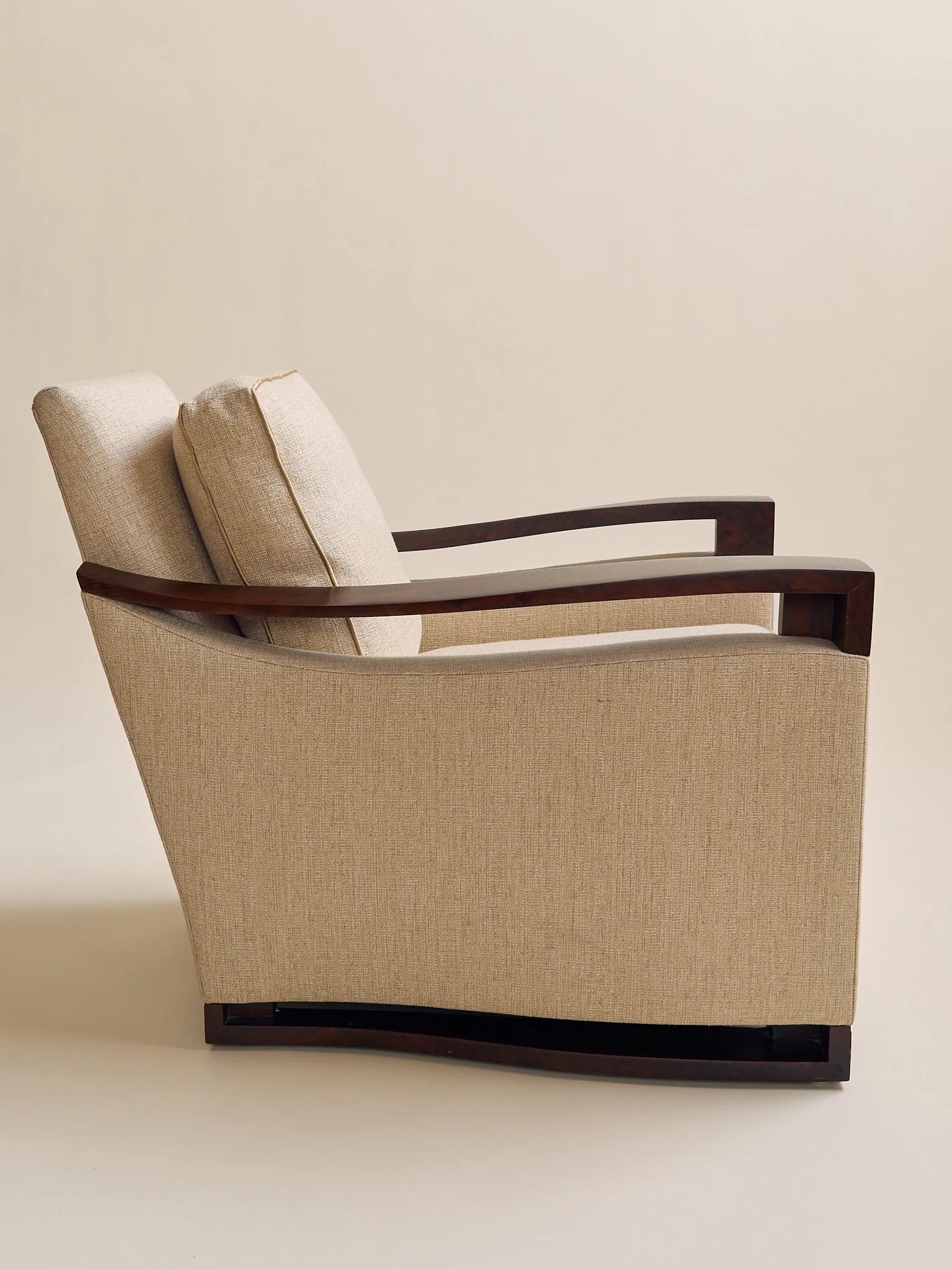 The Vintage Donghia Beige Armchair with Walnut FrameSeatingMiscellanea, etc.