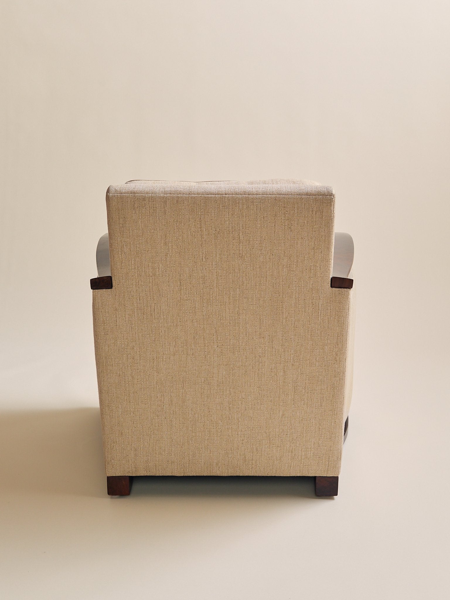The Vintage Donghia Beige Armchair with Walnut FrameSeatingMiscellanea, etc.
