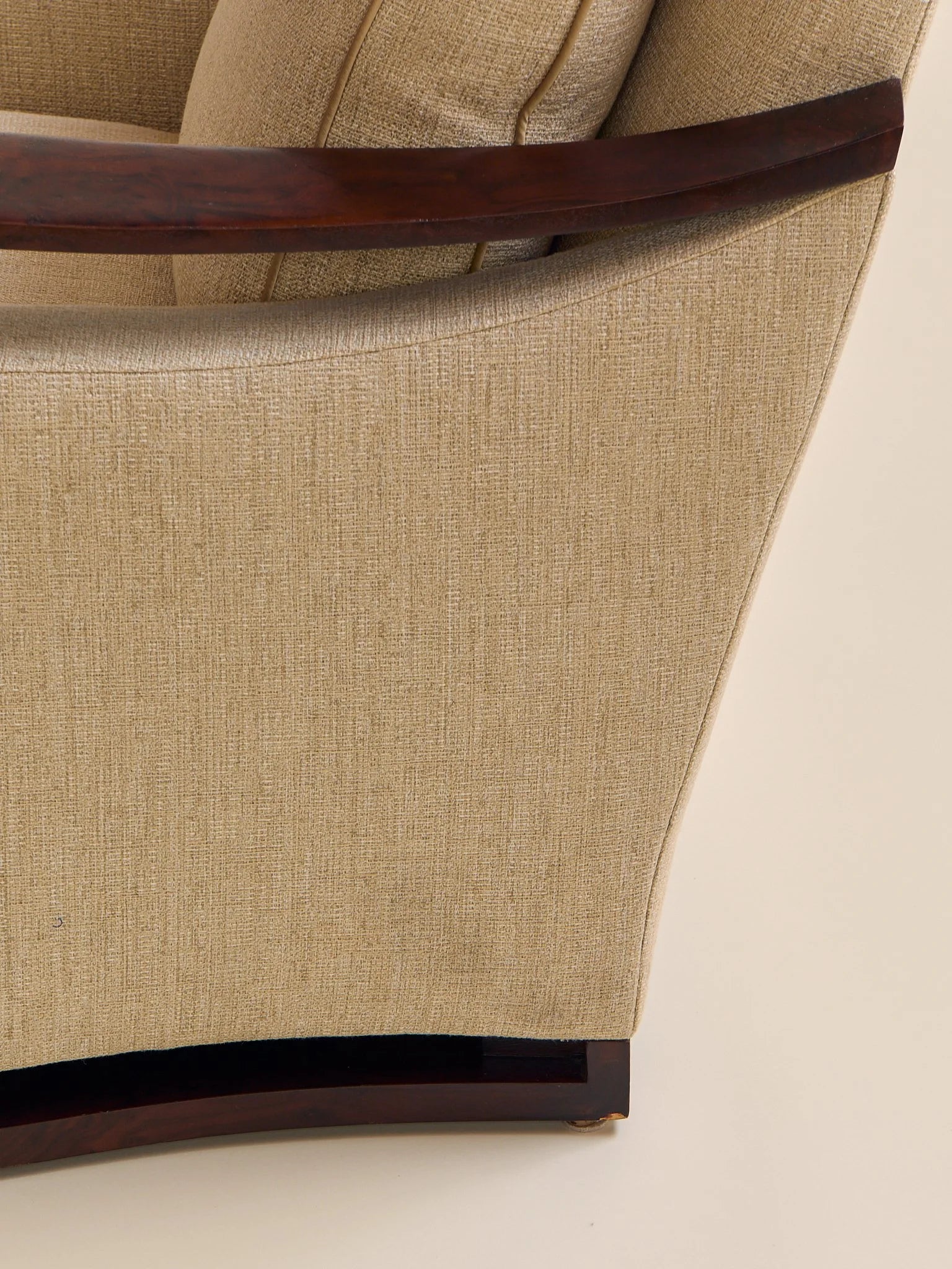 The Vintage Donghia Beige Armchair with Walnut FrameSeatingMiscellanea, etc.