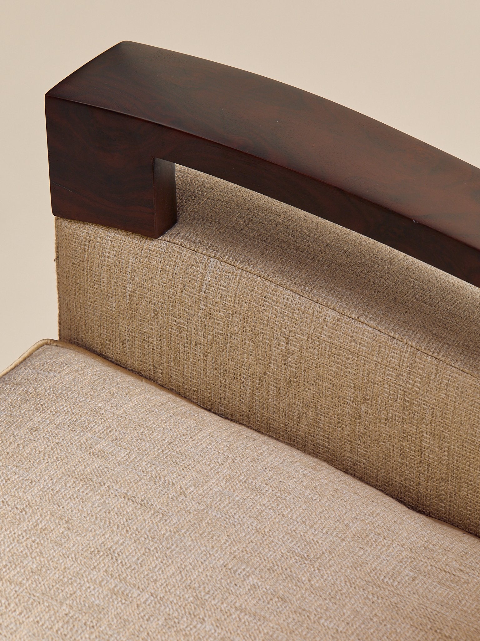 The Vintage Donghia Beige Armchair with Walnut FrameSeatingMiscellanea, etc.