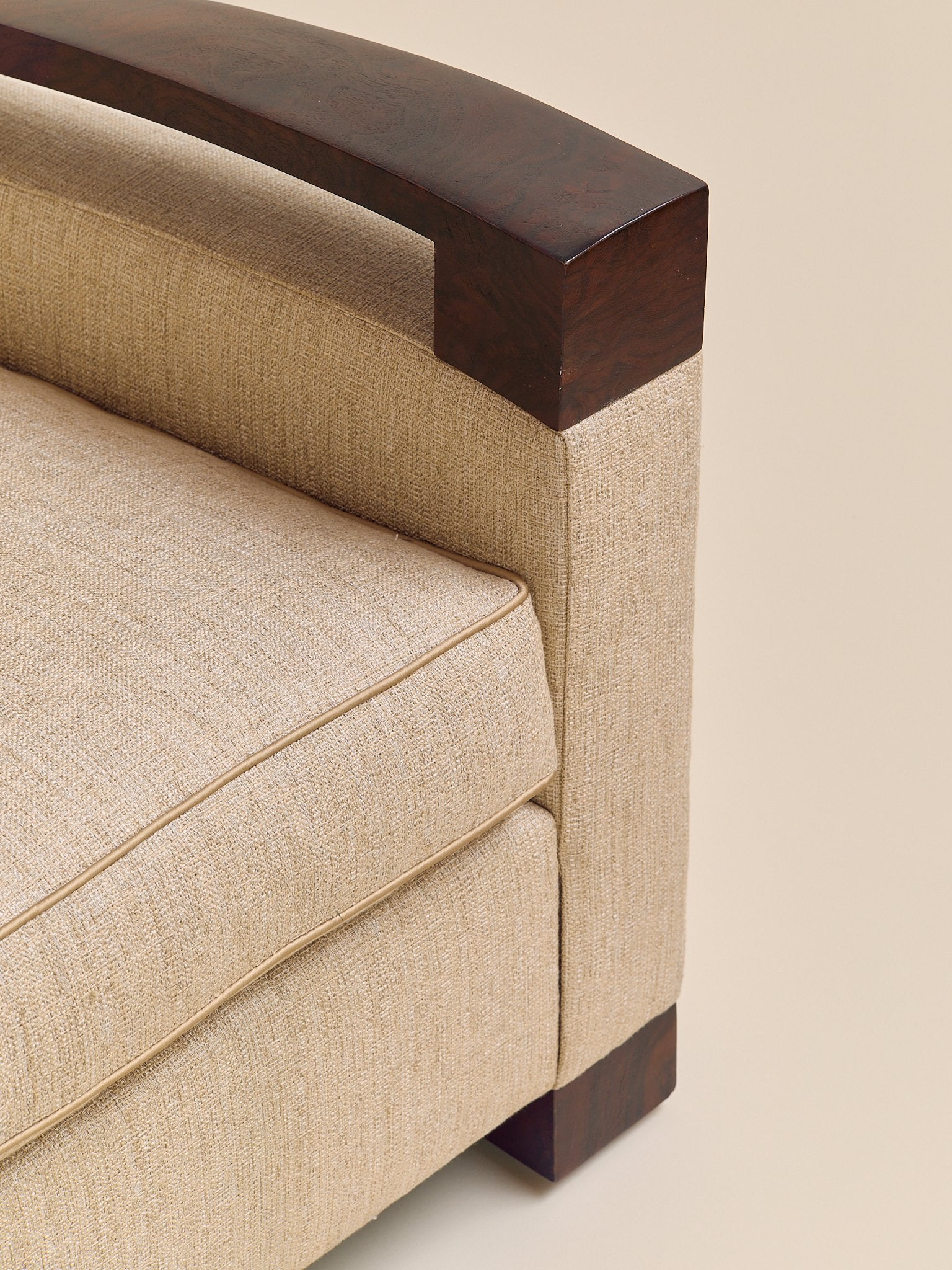 The Vintage Donghia Beige Armchair with Walnut FrameSeatingMiscellanea, etc.