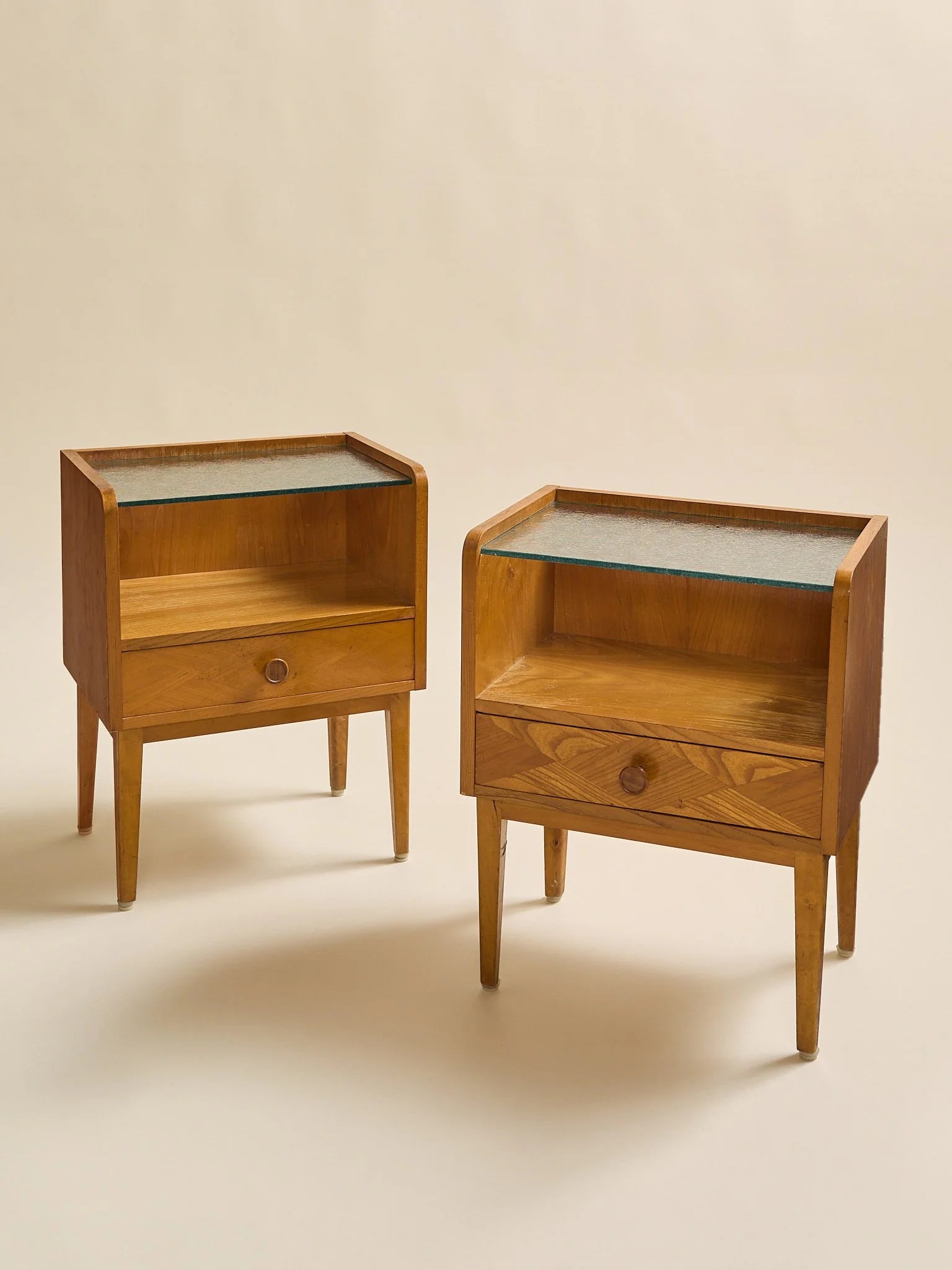 The Pair of Vintage 1960s Swedish Beech and Oak NightsandsSide TablesMiscellanea, etc.