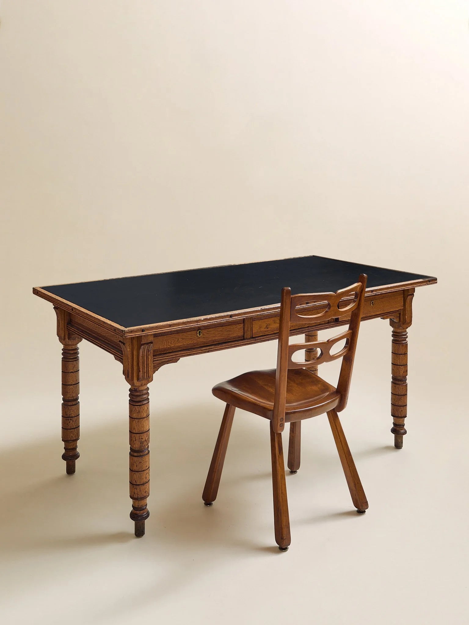The Vintage Carved-Leg Leather Top Petite Dining Table or DeskDining TablesMiscellanea, etc.