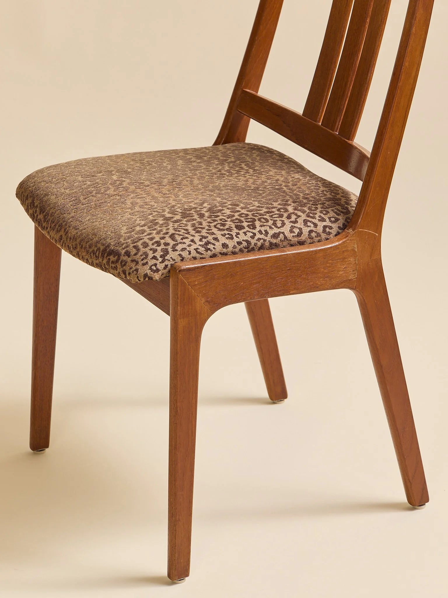 The Vintage Danish Teak MCM Leopard Accent ChairSeatingMiscellanea, etc.