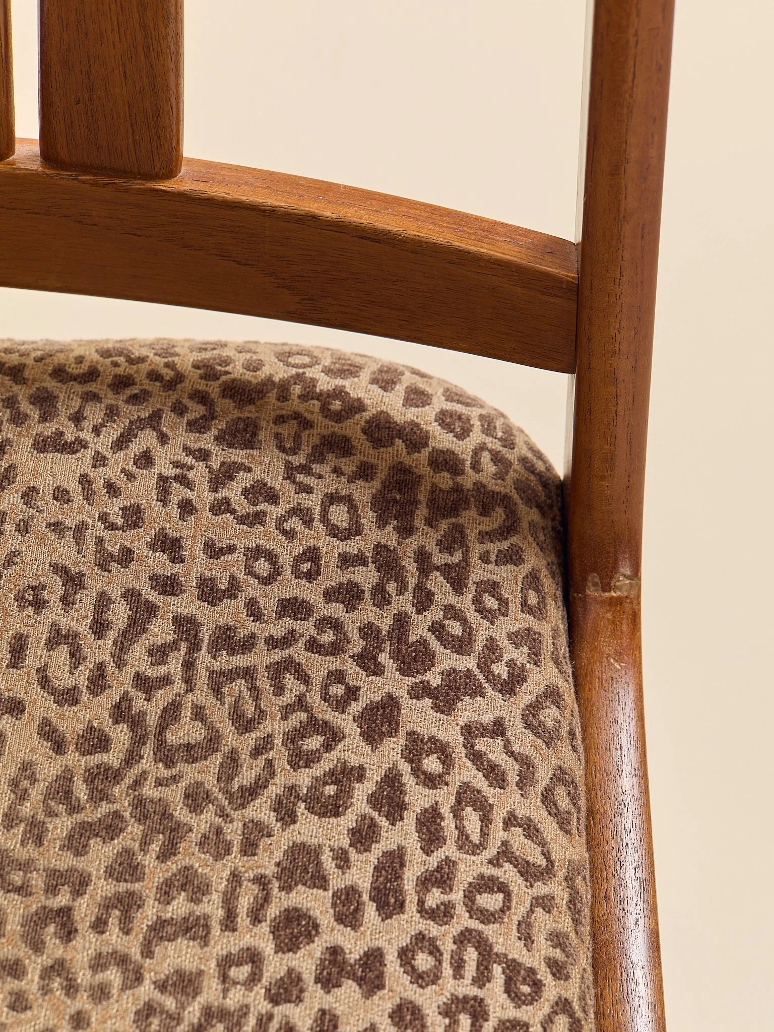 The Vintage Danish Teak MCM Leopard Accent ChairSeatingMiscellanea, etc.