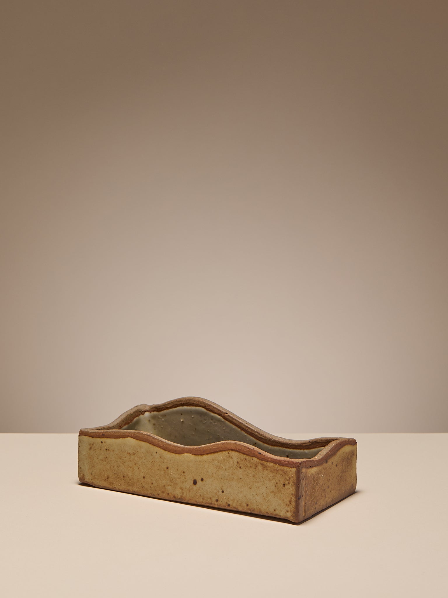 The Vintage Studio Pottery Rectangle Wavy VesselVasesMiscellanea, etc.