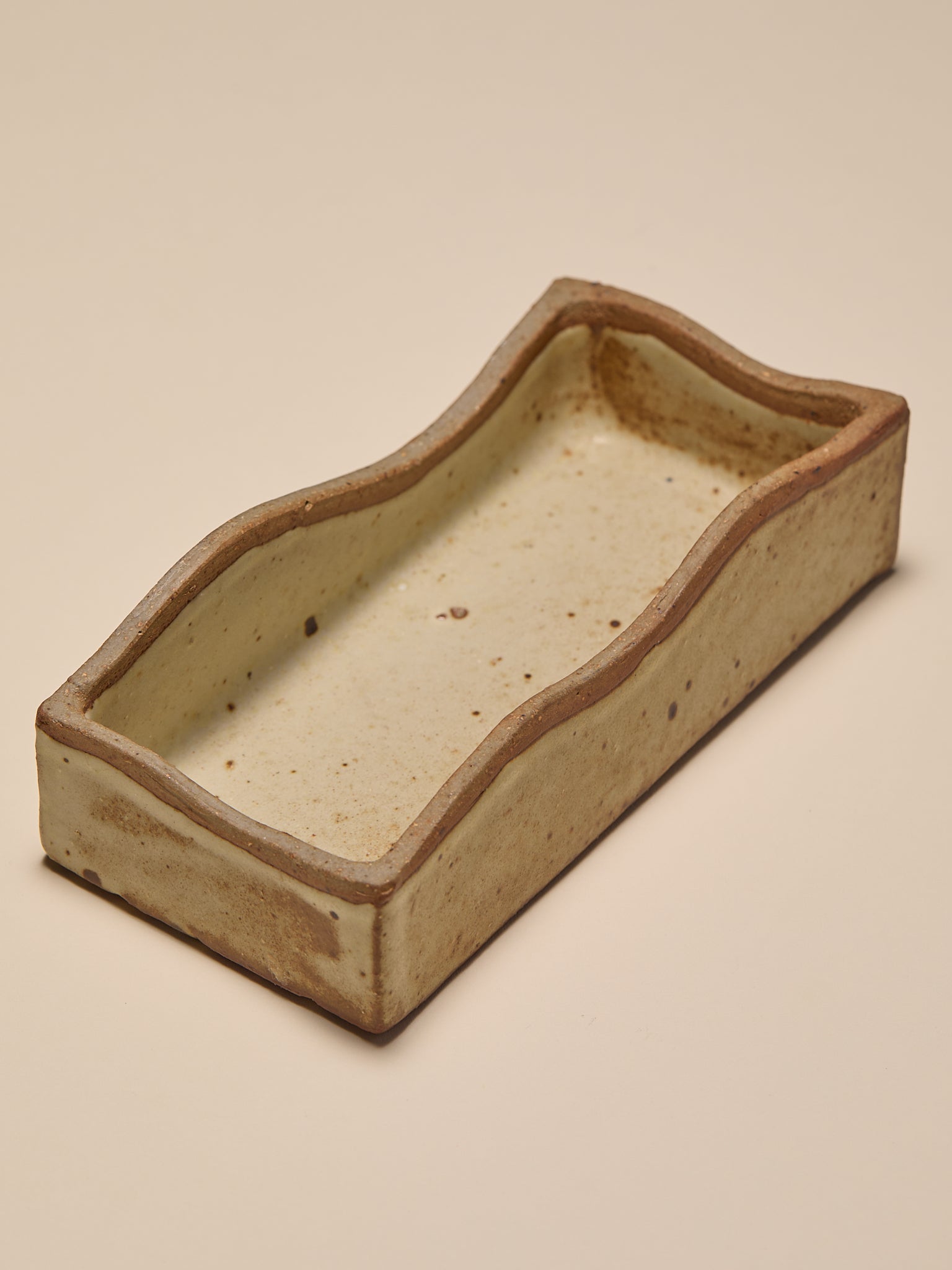 The Vintage Studio Pottery Rectangle Wavy VesselVasesMiscellanea, etc.