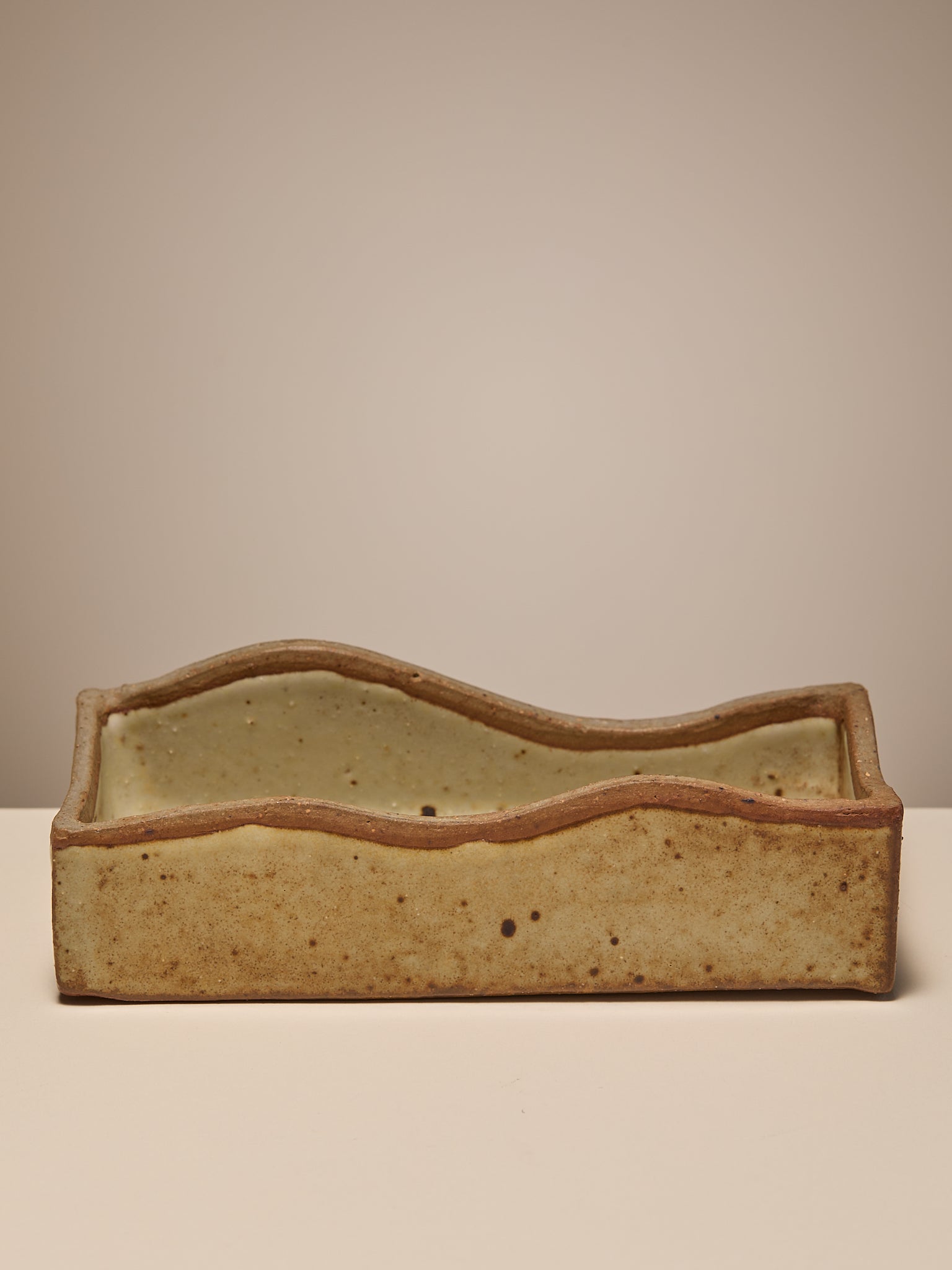 The Vintage Studio Pottery Rectangle Wavy VesselVasesMiscellanea, etc.